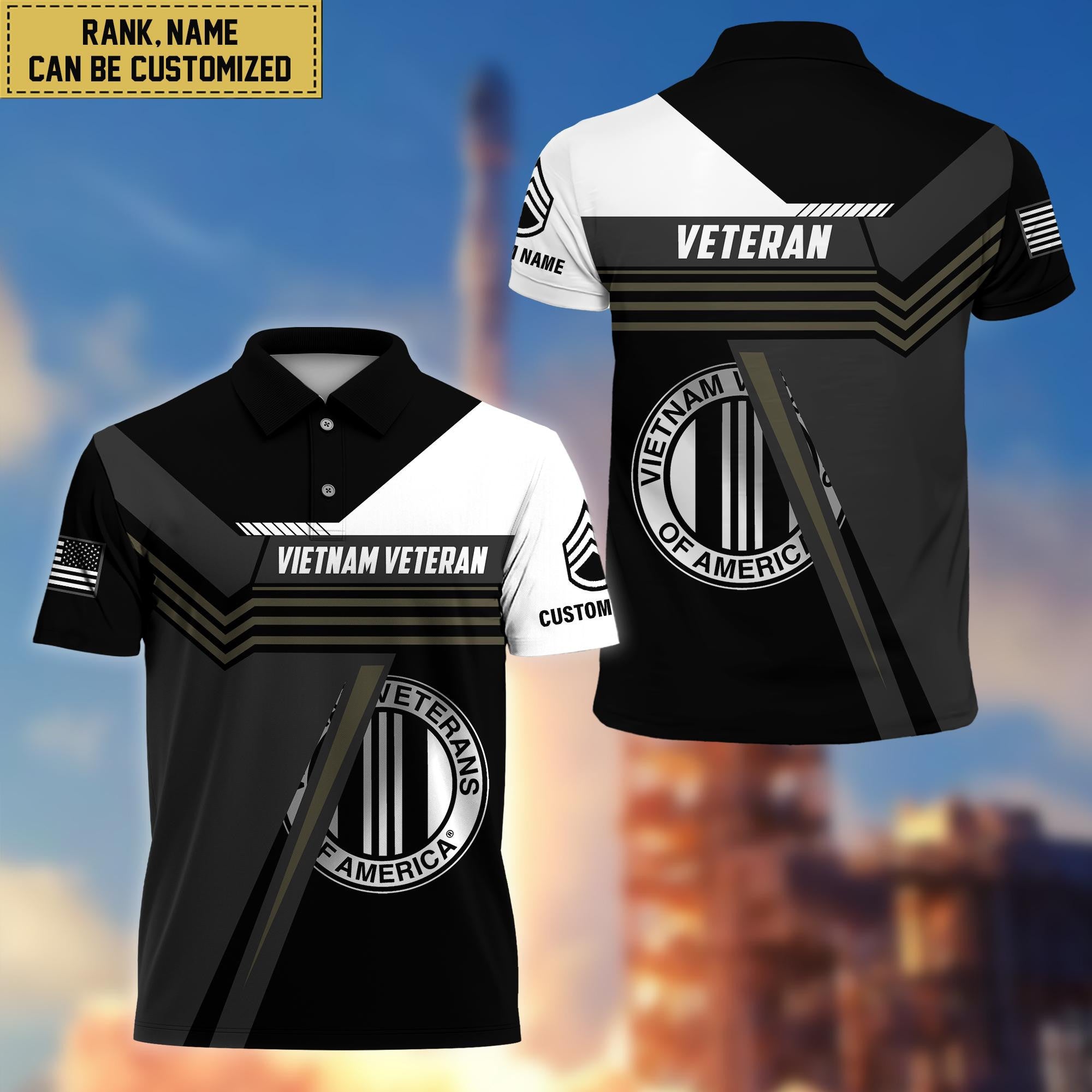 Custom Vietnam Veteran Polo Shirt, Custom Name, Rank, Gift for Vietnam Veteran VPVC201806
