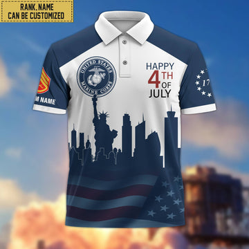 Premium Custom USMC Polo Shirt, Gift for Marine Veteran VPVC201903