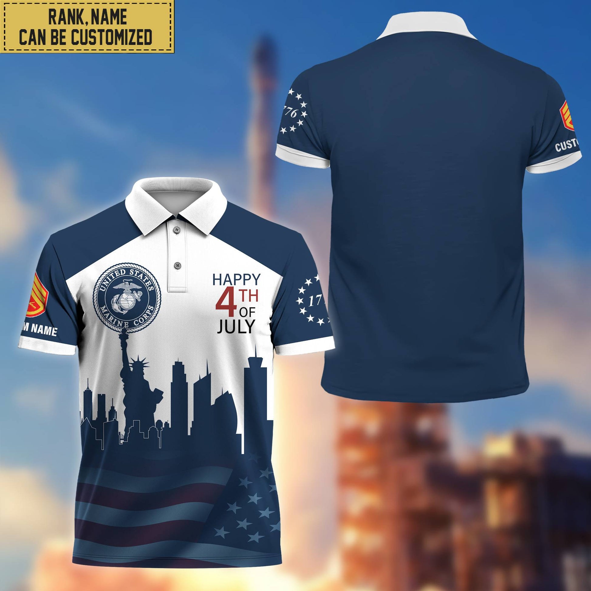 Premium Custom USMC Polo Shirt, Gift for Marine Veteran VPVC201903