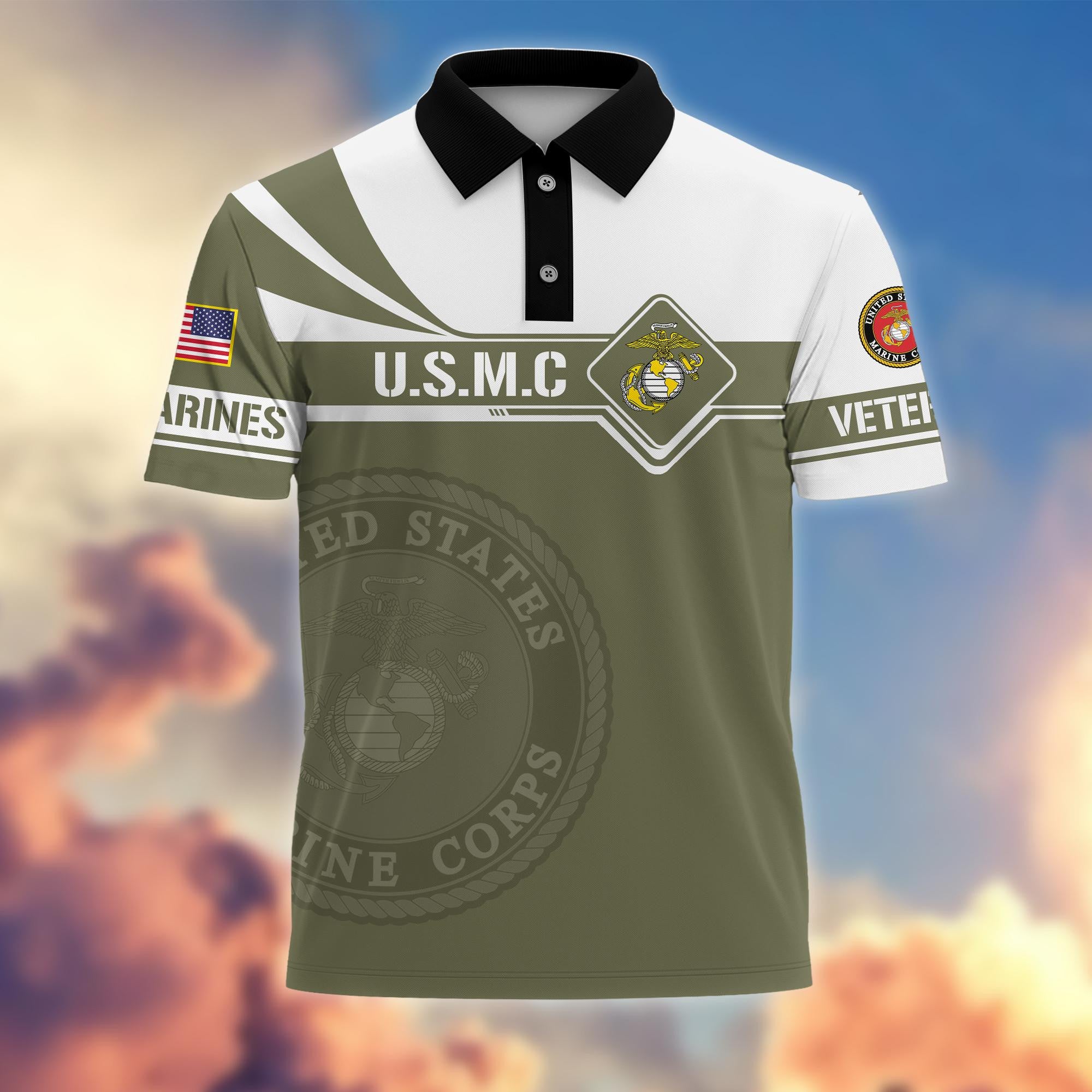 Premium USMC Polo Shirt, Gift for Marine Veteran VPVC202403