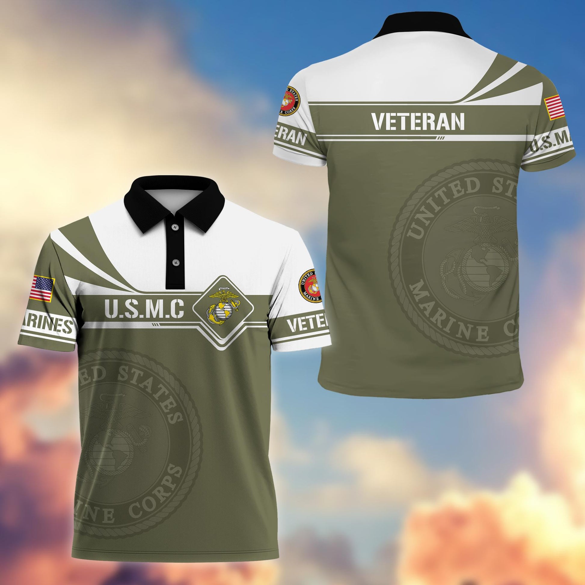 Premium USMC Polo Shirt, Gift for Marine Veteran VPVC202403