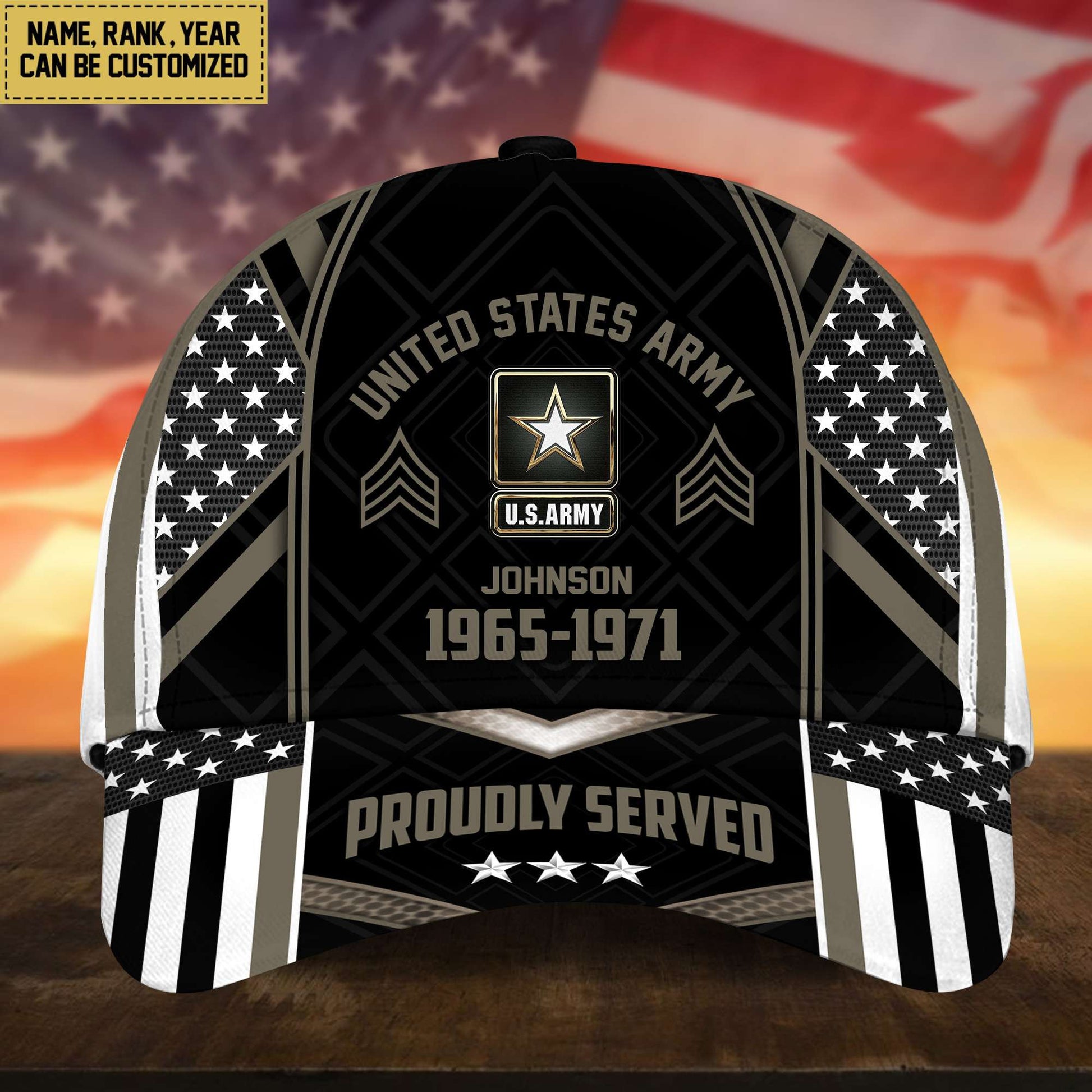 Premium US Army Cap, Hat For Army Veteran, Custom Name, Rank VPVC002301