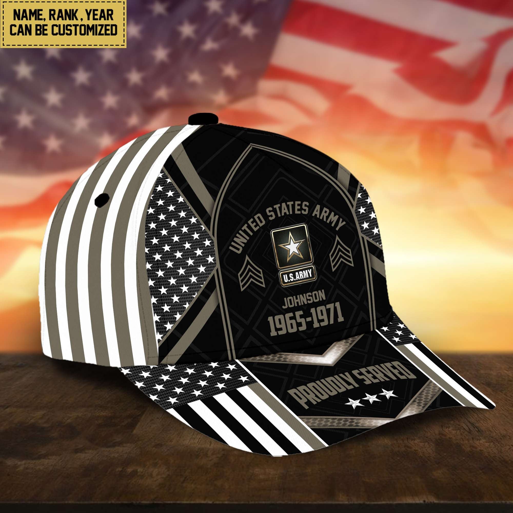 Premium US Army Cap, Hat For Army Veteran, Custom Name, Rank VPVC002301