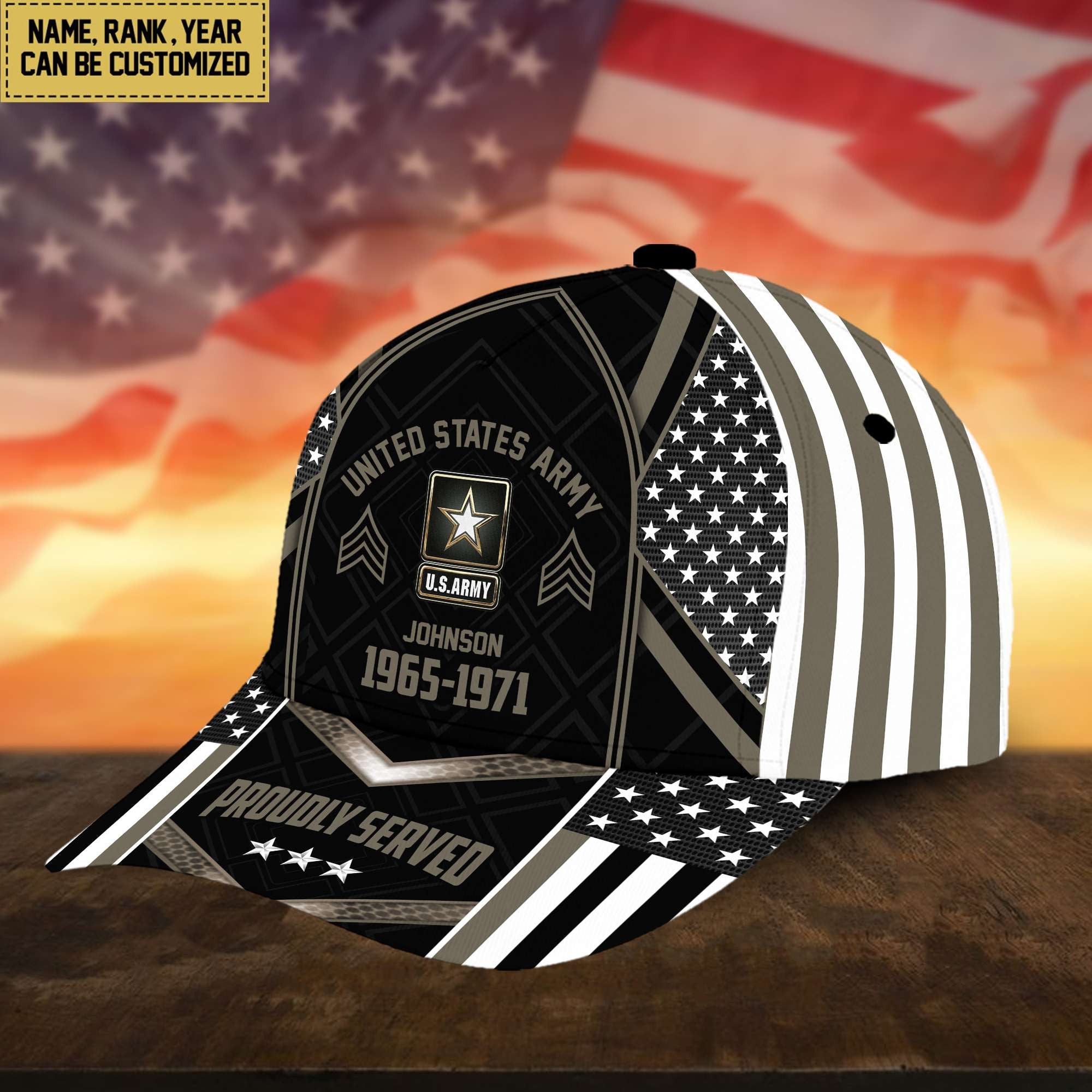 Premium US Army Cap, Hat For Army Veteran, Custom Name, Rank VPVC002301