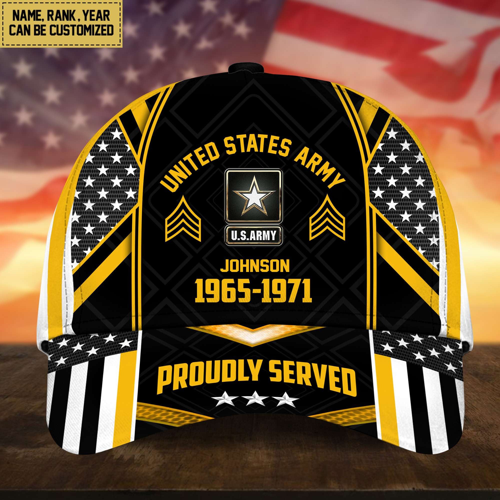 Premium US Army Cap, Hat For Army Veteran, Custom Name, Rank VPVC002301