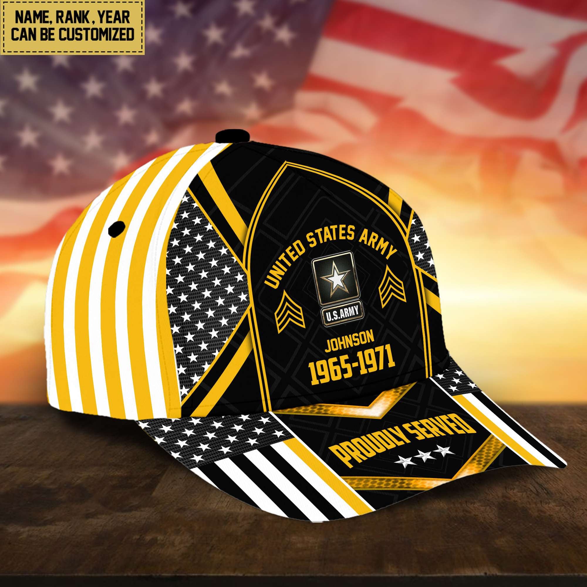 Premium US Army Cap, Hat For Army Veteran, Custom Name, Rank VPVC002301