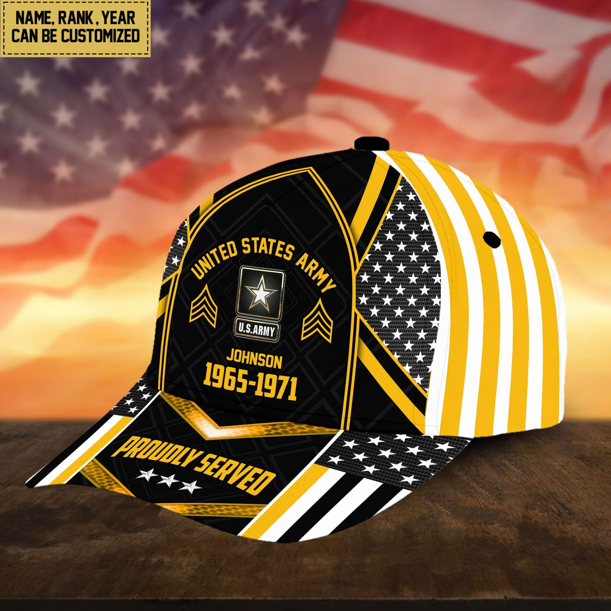 Premium US Army Cap, Hat For Army Veteran, Custom Name, Rank VPVC002301