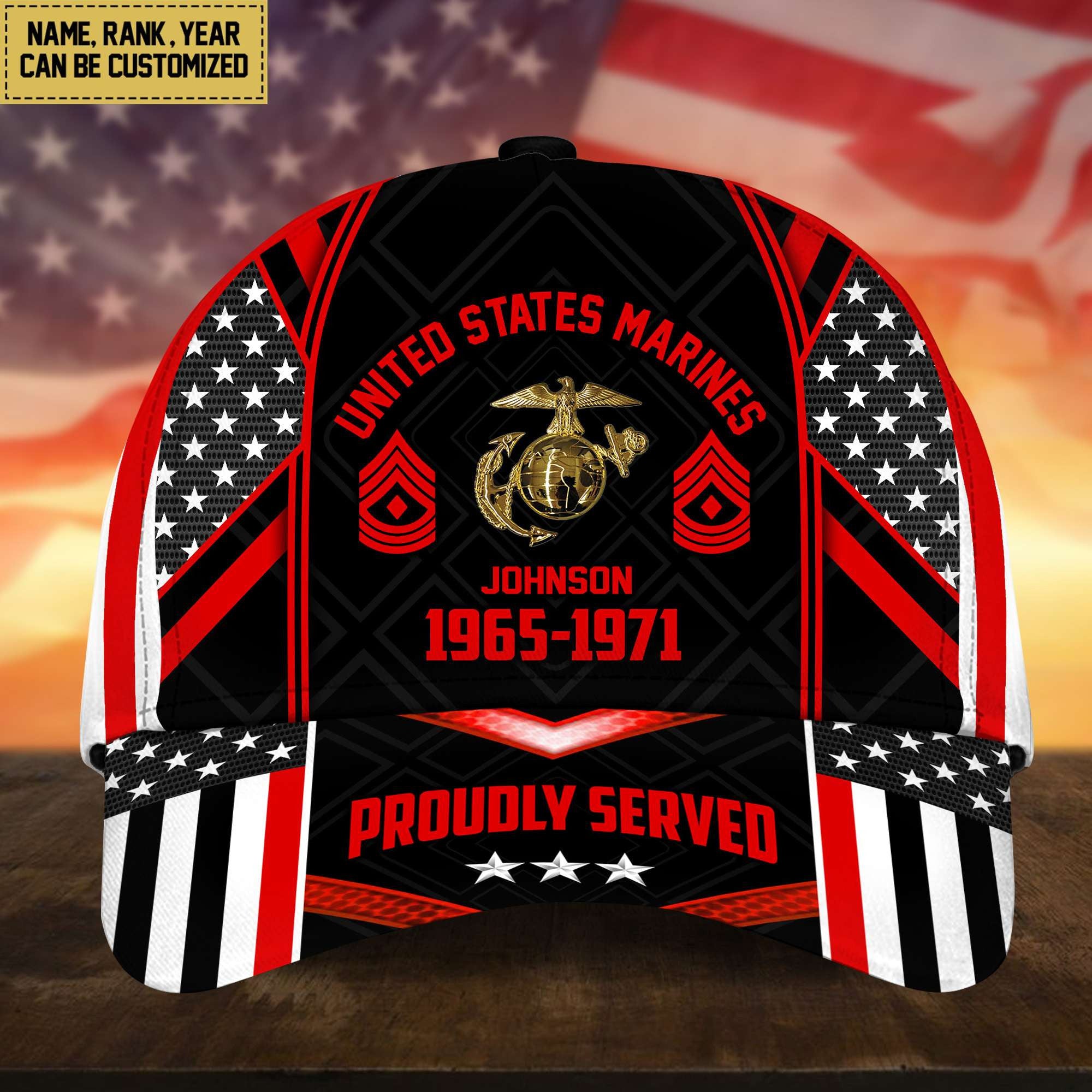 Premium USMC Cap, Hat For Marine Veteran, Custom Name, Rank VPVC002303
