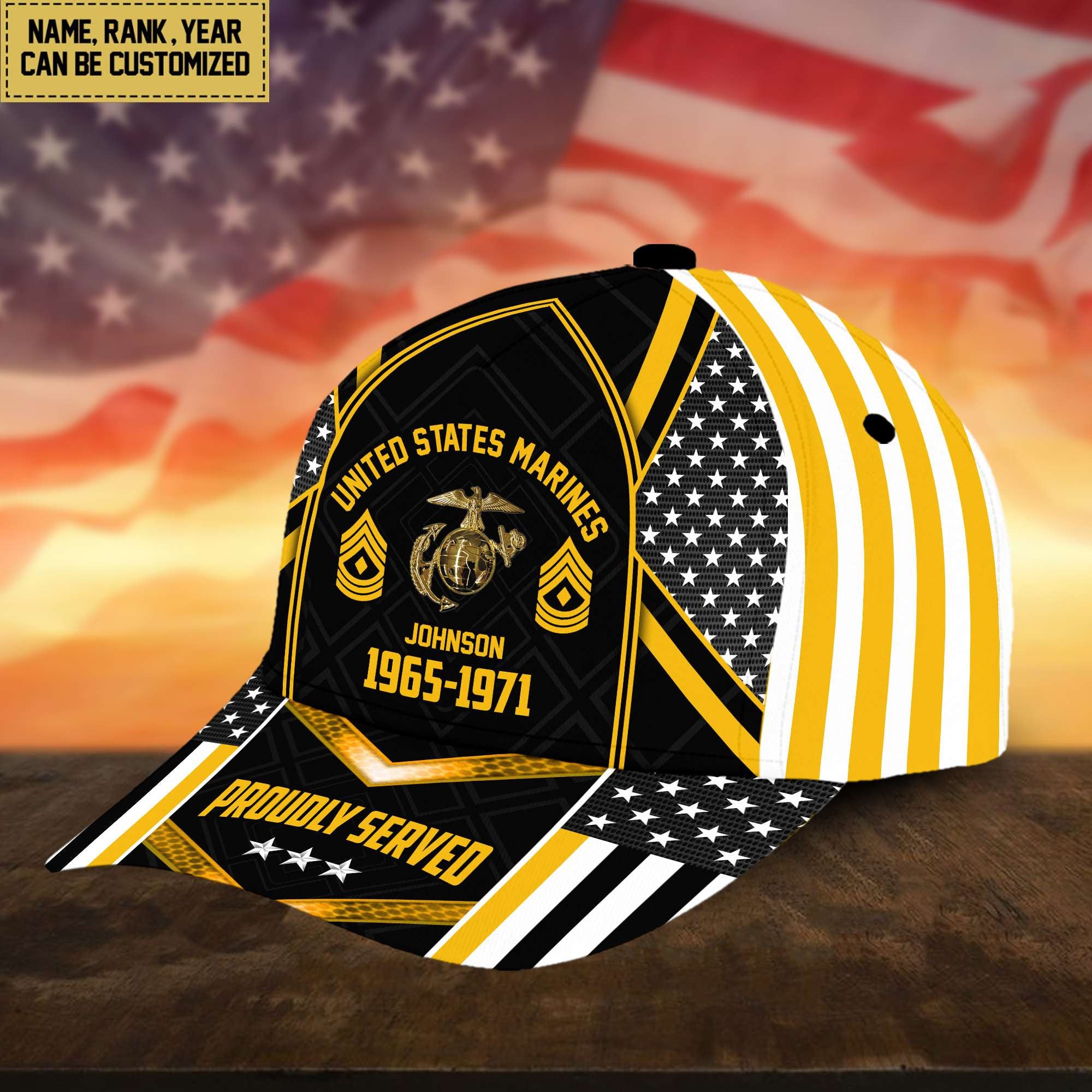 Premium USMC Cap, Hat For Marine Veteran, Custom Name, Rank VPVC002303