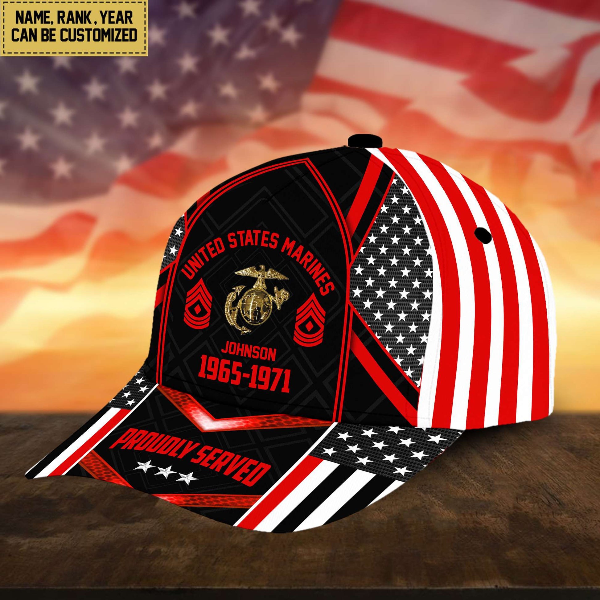 Premium USMC Cap, Hat For Marine Veteran, Custom Name, Rank VPVC002303