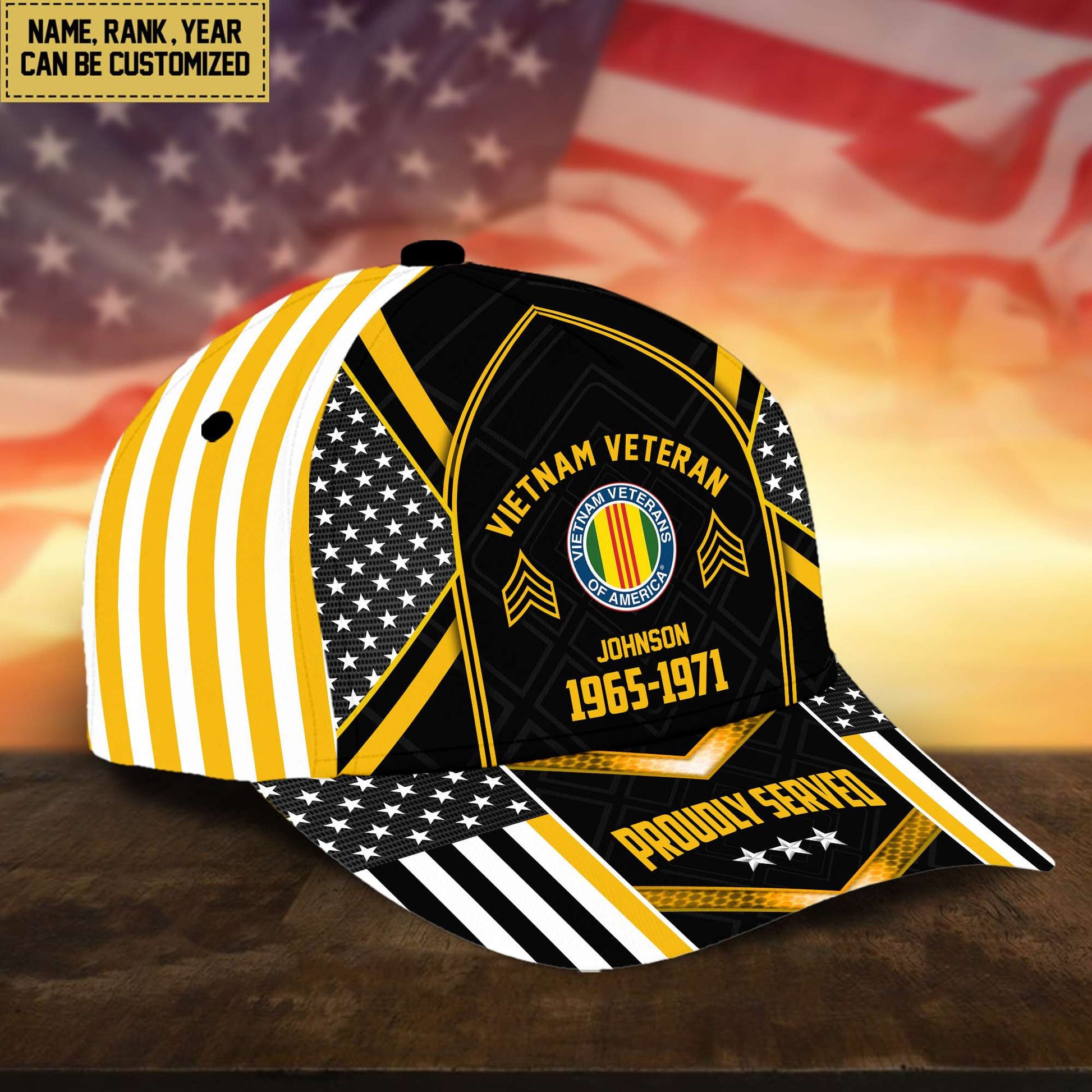 Premium Vietnam Veteran Cap, Hat For Vietnam Veteran, Custom Name, Rank VPVC002306