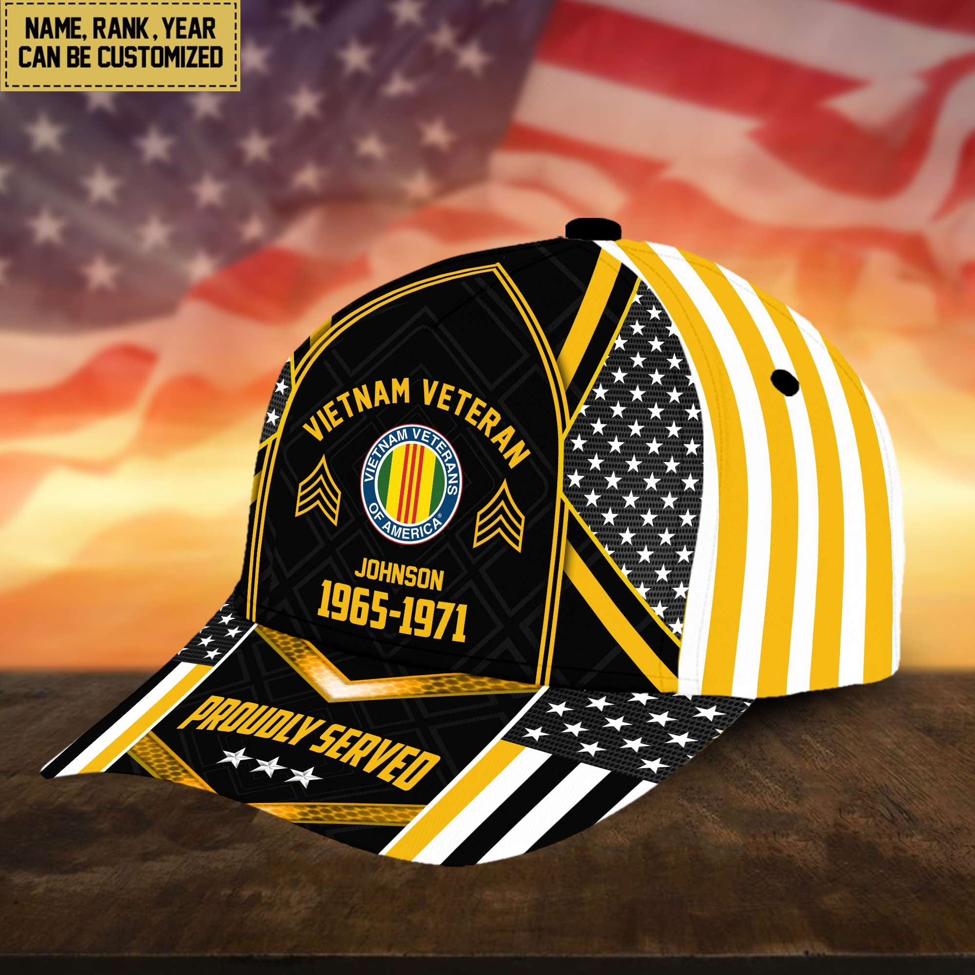 Premium Vietnam Veteran Cap, Hat For Vietnam Veteran, Custom Name, Rank VPVC002306