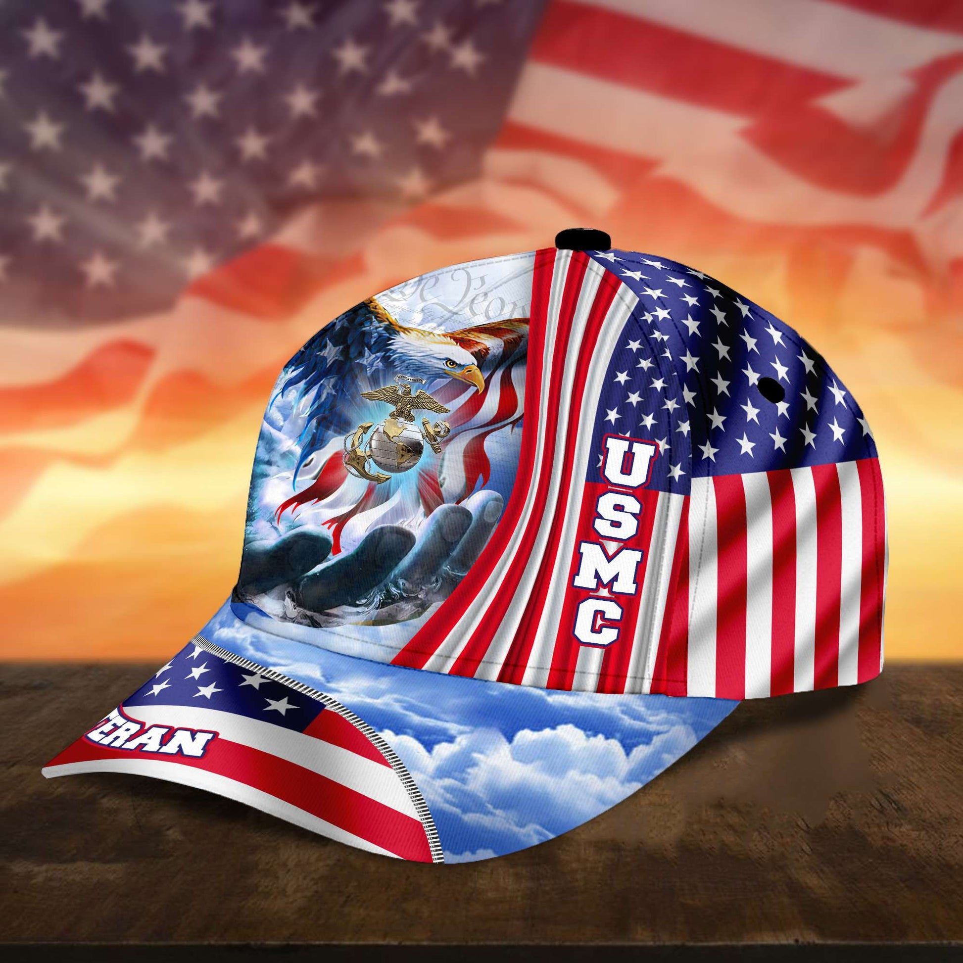 Premium Custom USMC Cap, Gifts for Marine Veteran, Hat Gifts for Dad, for Husband, Gift for Veterans Day, Father's Day, Independence Day VPVC002603
