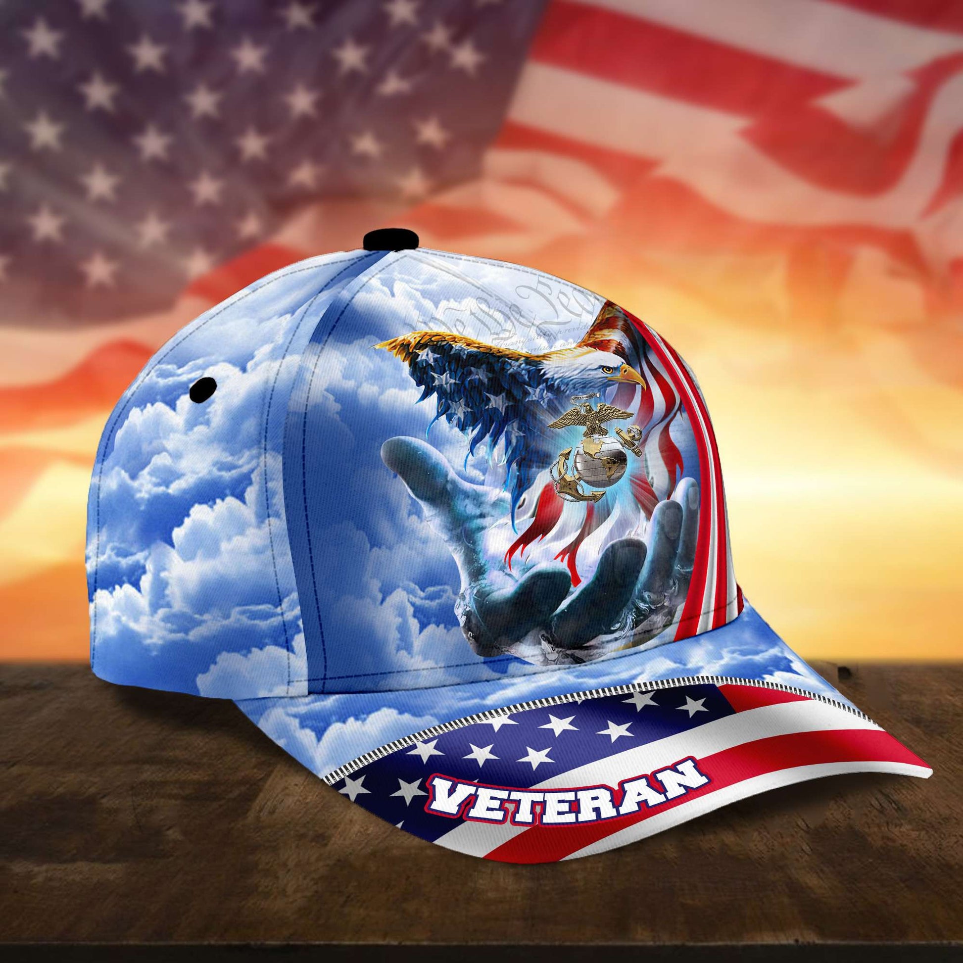 Premium Custom USMC Cap, Gifts for Marine Veteran, Hat Gifts for Dad, for Husband, Gift for Veterans Day, Father's Day, Independence Day VPVC002603