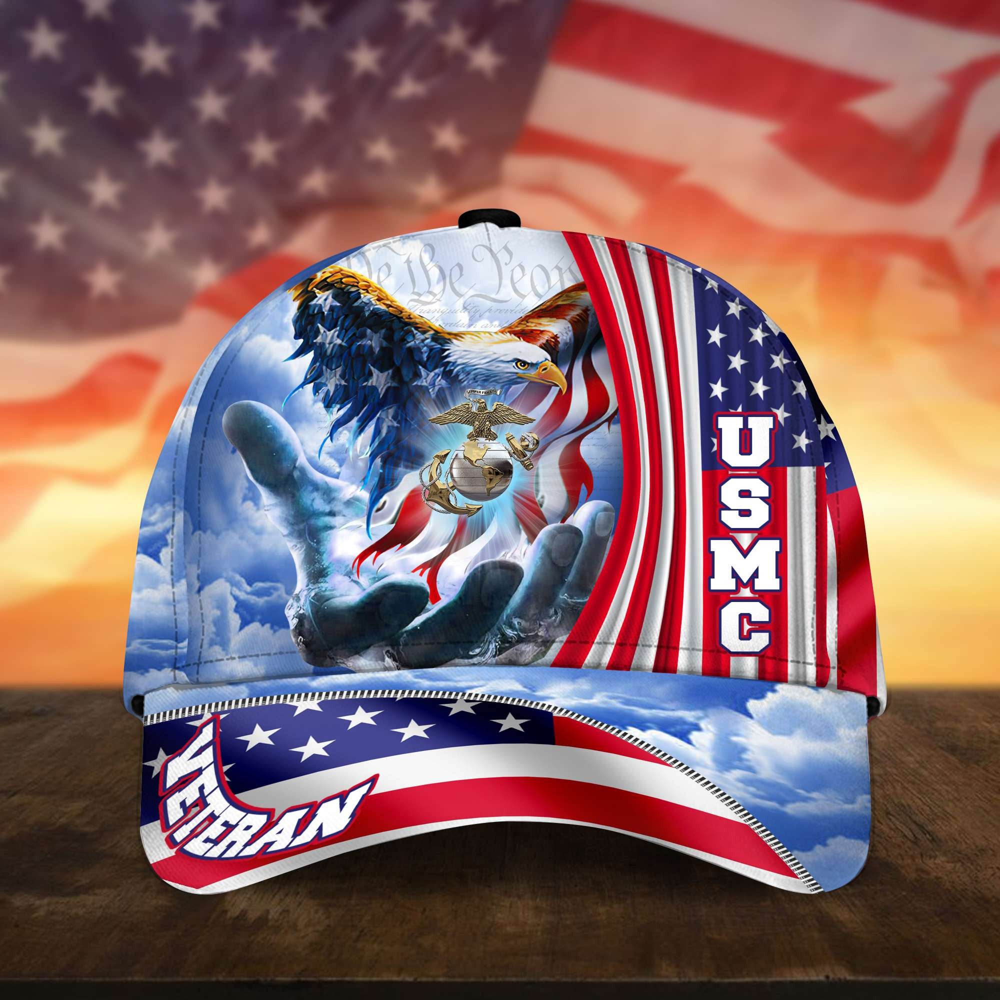 Premium Custom USMC Cap, Gifts for Marine Veteran, Hat Gifts for Dad, for Husband, Gift for Veterans Day, Father's Day, Independence Day VPVC002603