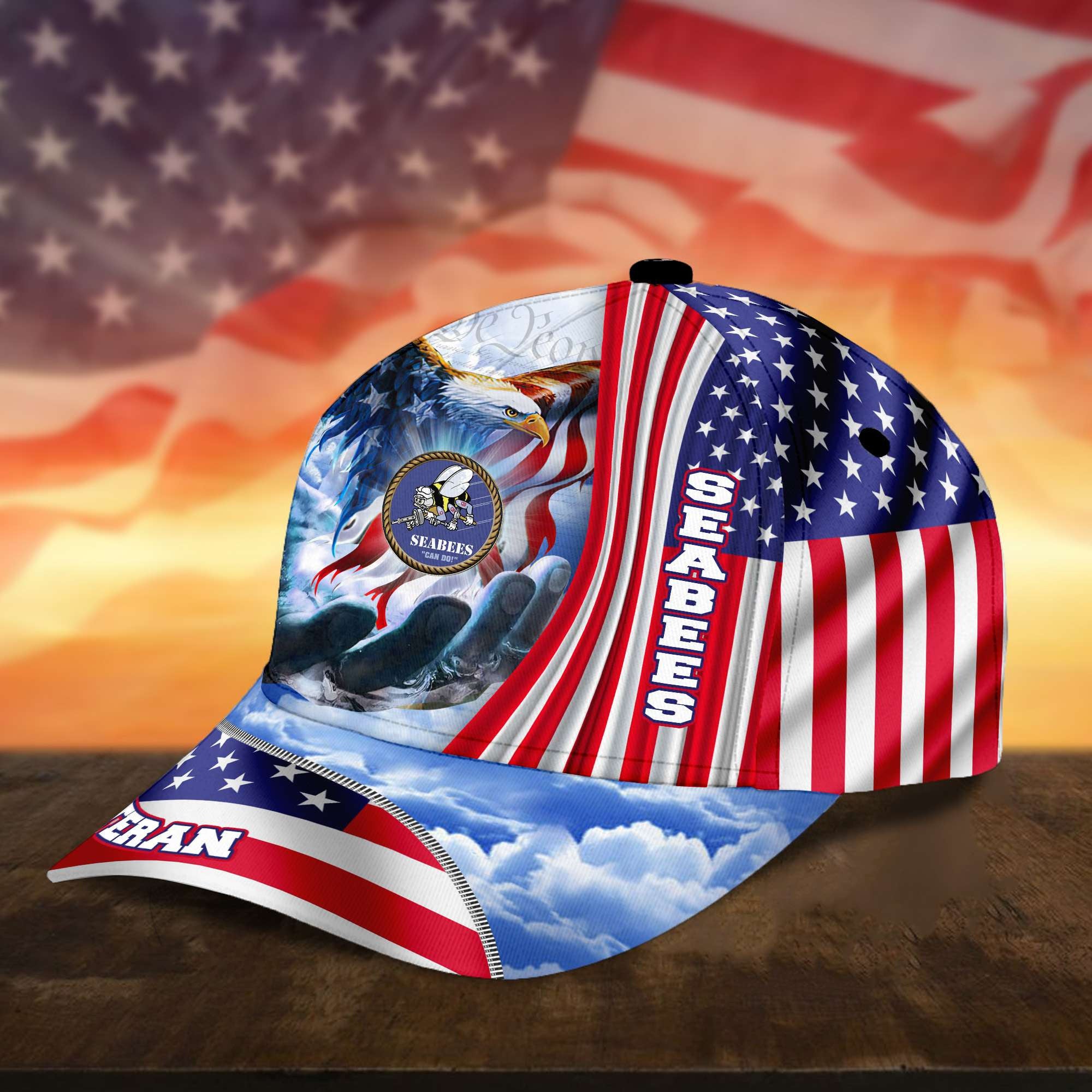 Premium Custom US Seabees Cap, Gifts for Seabees Veteran, Hat Gifts for Dad, for Husband, Gift for Veterans Day, Father's Day, Independence Day VPVC002609
