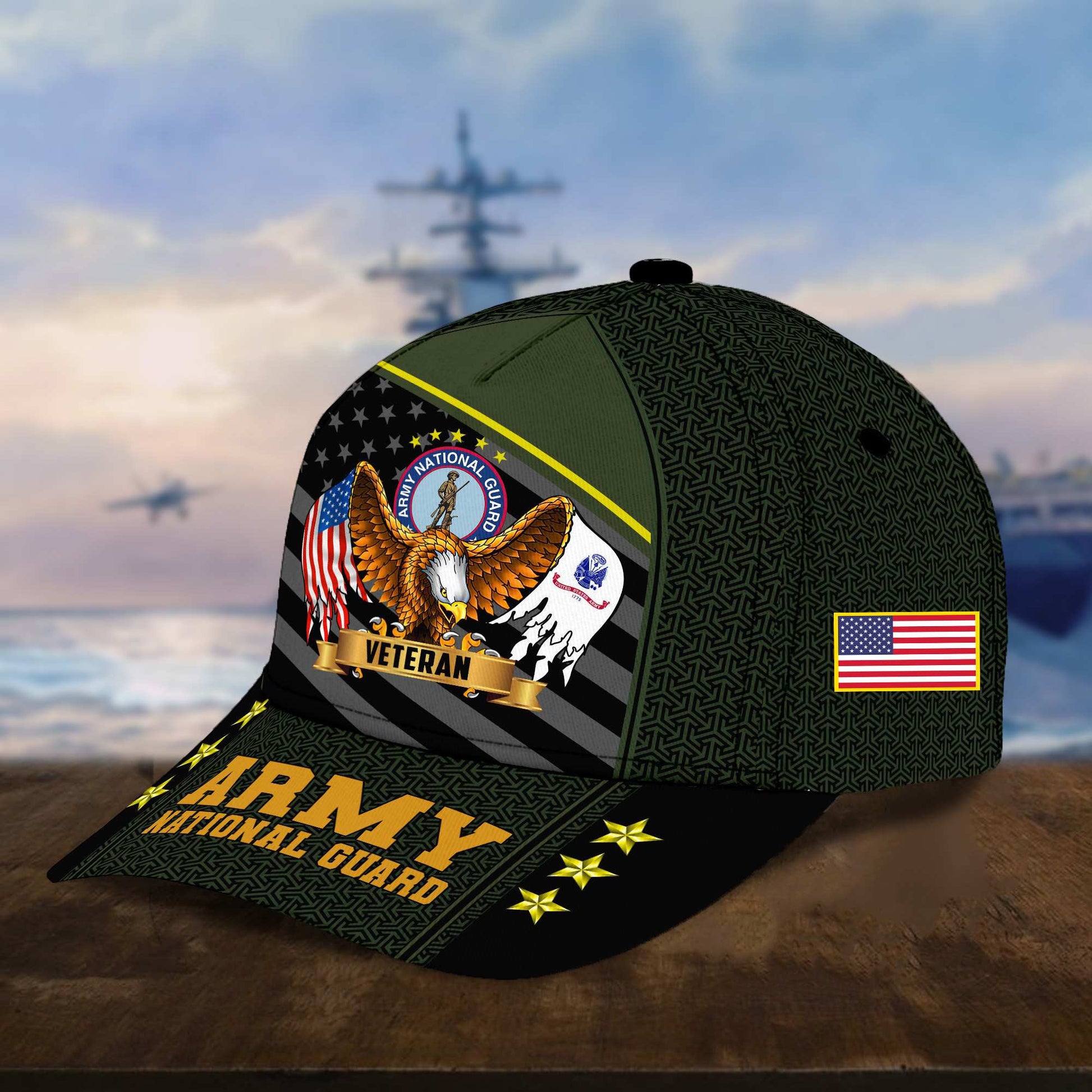Premium US Army National Guard Cap, Gifts for Army National Guard Veteran, Hat Gifts for Dad, for Husband VPVC002708