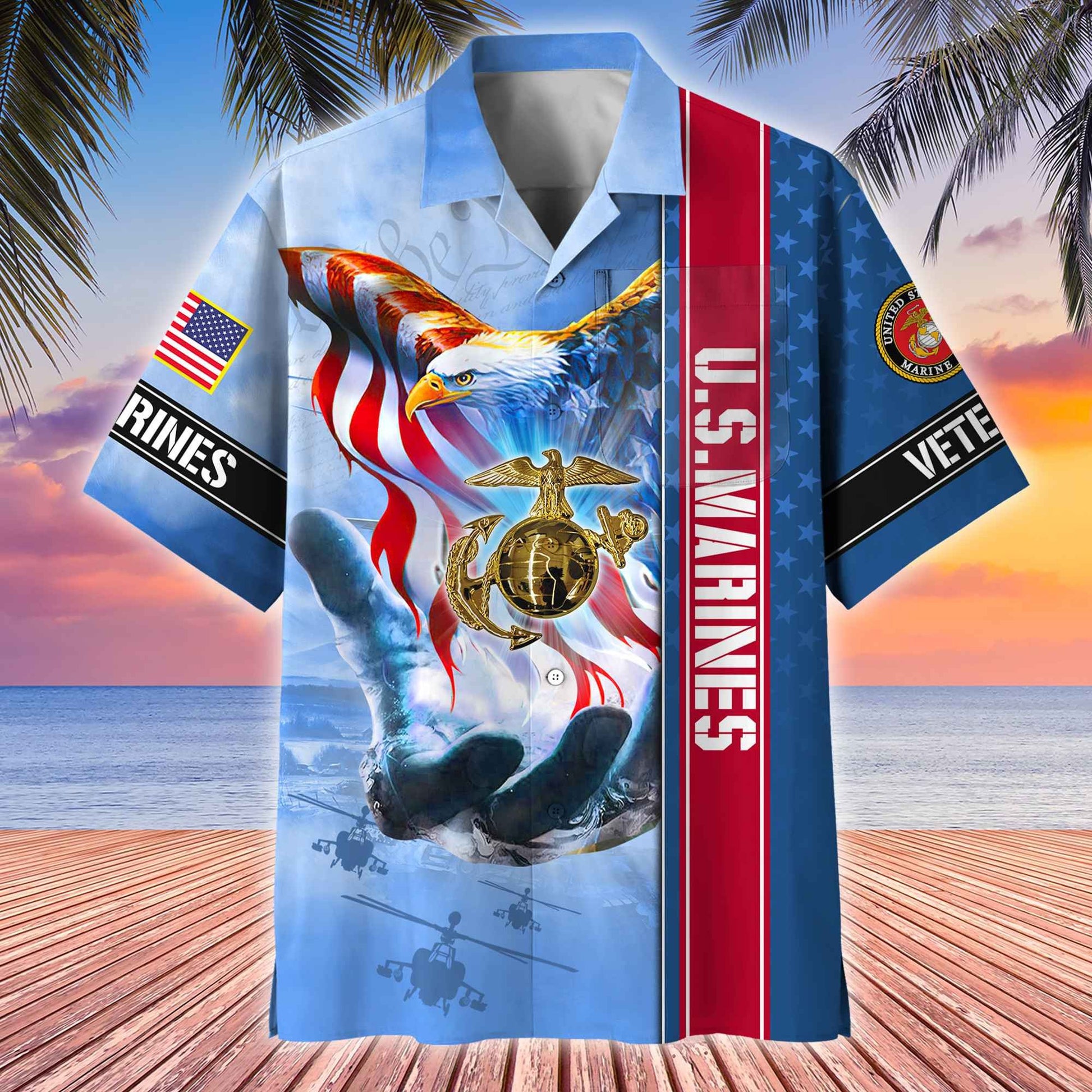 Premium American Pride US Veterans Hawaii Shirt With Pocket APVC180601
