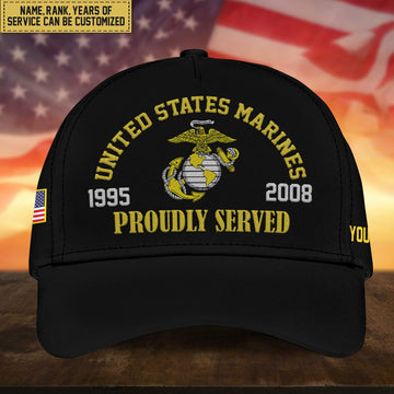 Premium Custom USMC Embroidered Cap, Hat for Marine Veteran, Gifts for Dad, for Husband VPVC300103