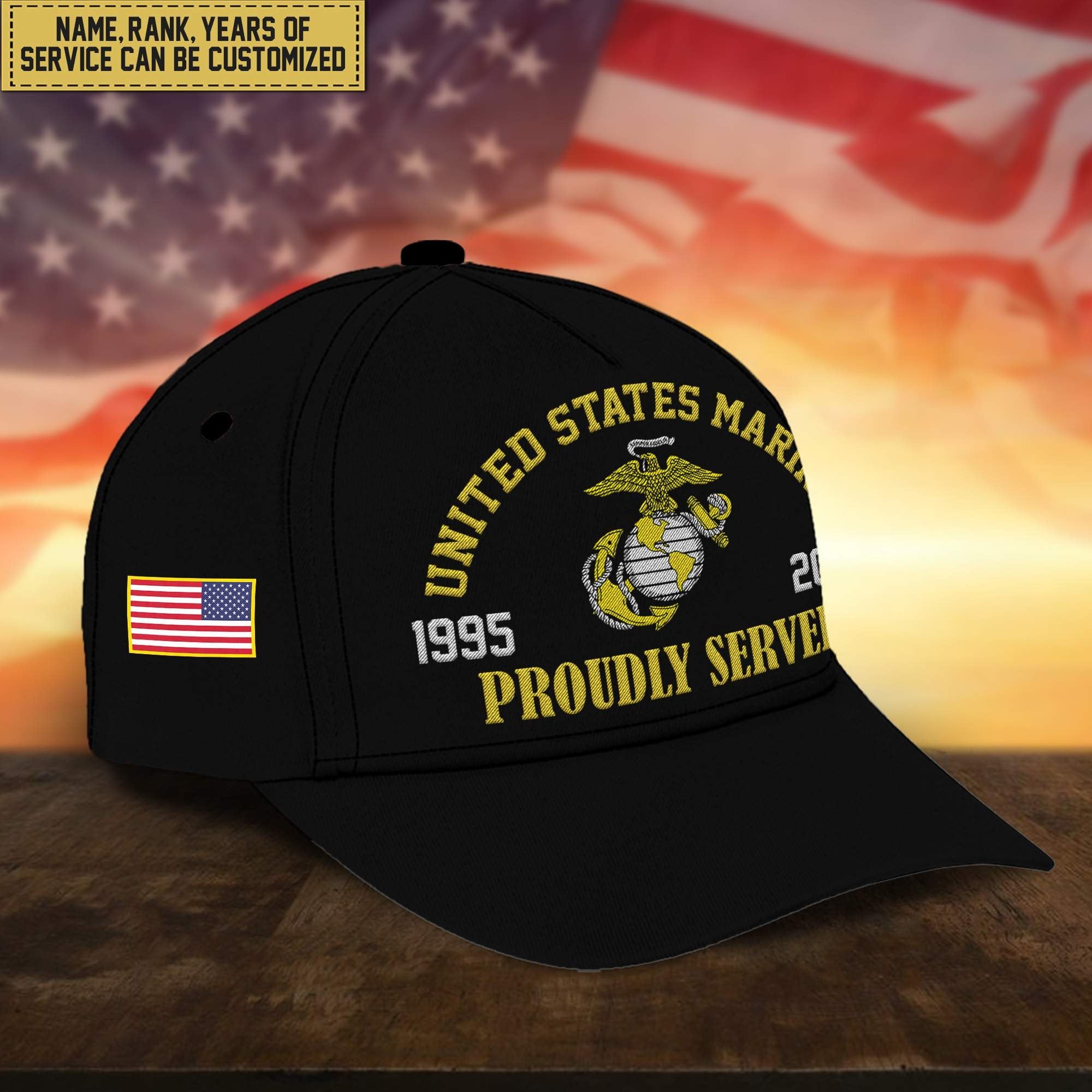 Premium Custom USMC Embroidered Cap, Hat for Marine Veteran, Gifts for Dad, for Husband VPVC300103