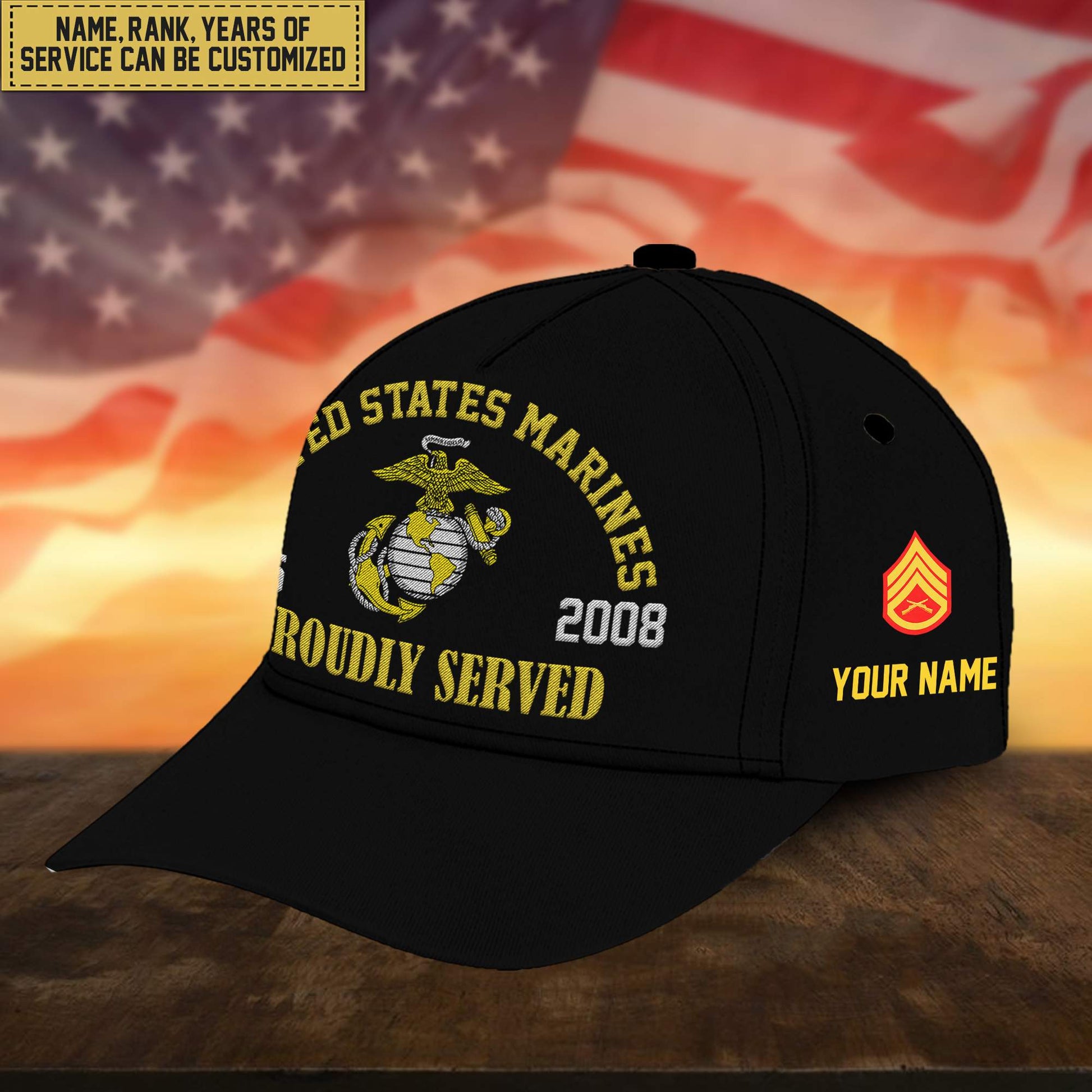 Premium Custom USMC Embroidered Cap, Hat for Marine Veteran, Gifts for Dad, for Husband VPVC300103