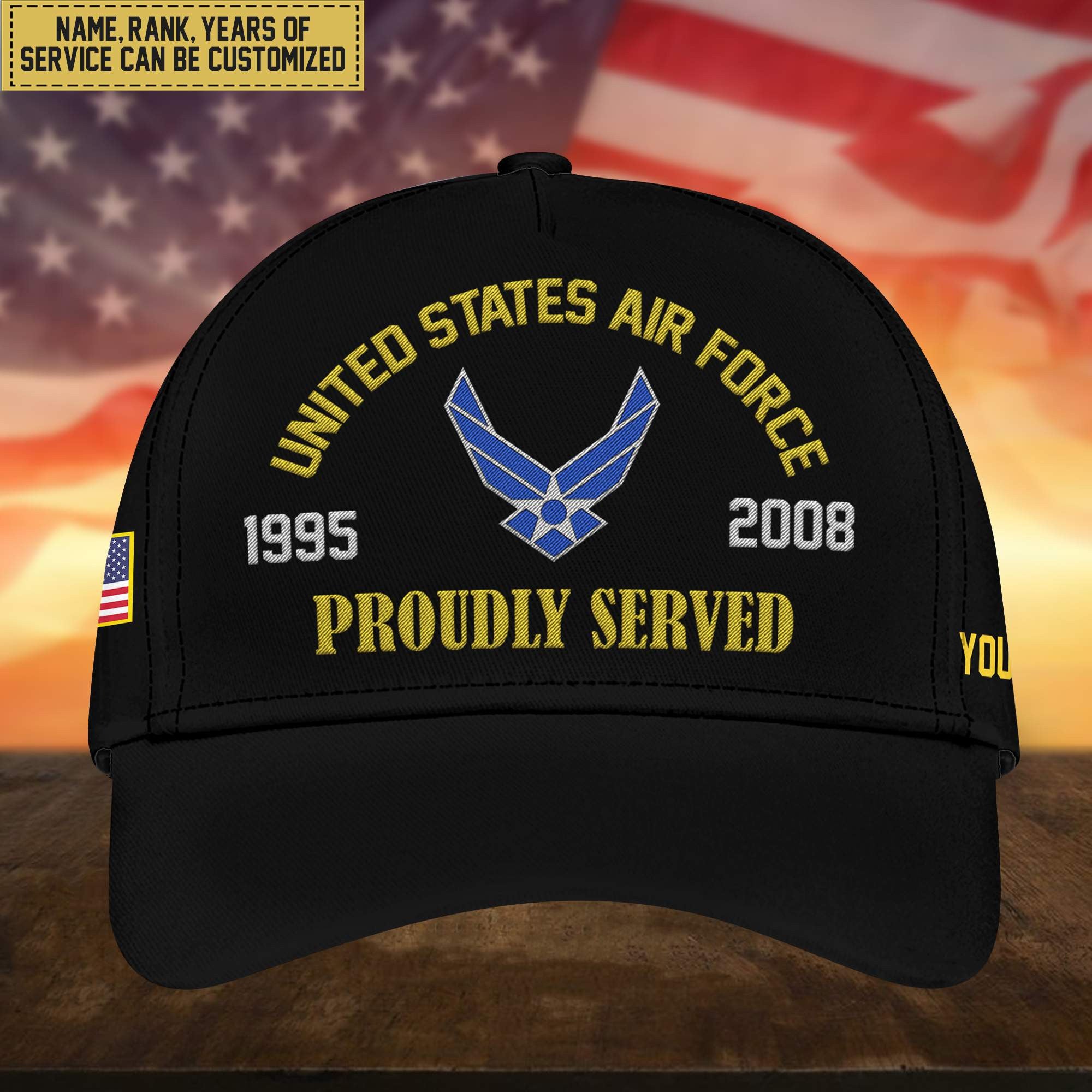 Premium Custom USAF Embroidered Cap, Hat for Air Force Veteran, Gifts for Dad, for Husband VPVC300104