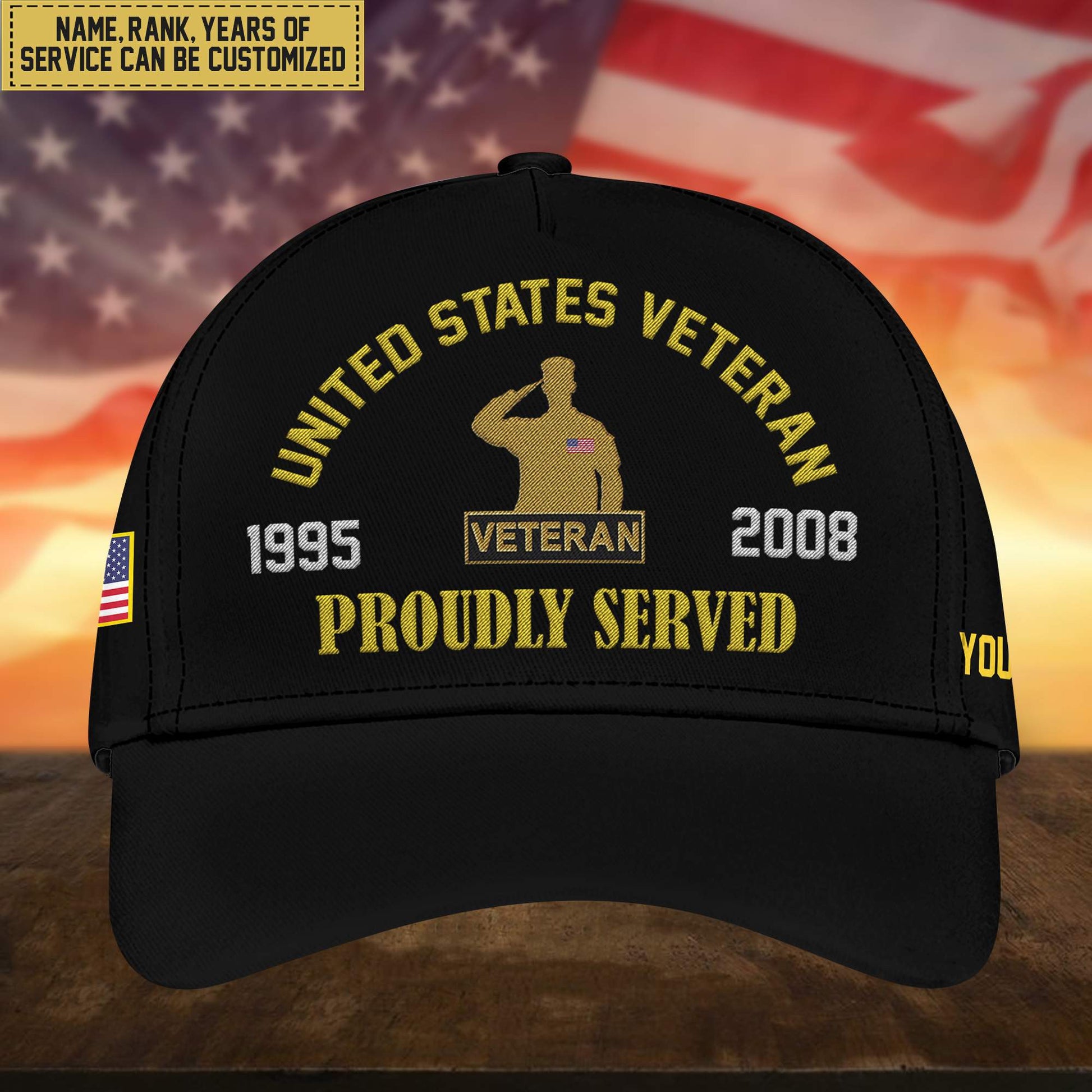 Premium Custom US Veteran Embroidered Cap, Hat for US Veteran, Gifts for Dad, for Husband VPVC300107