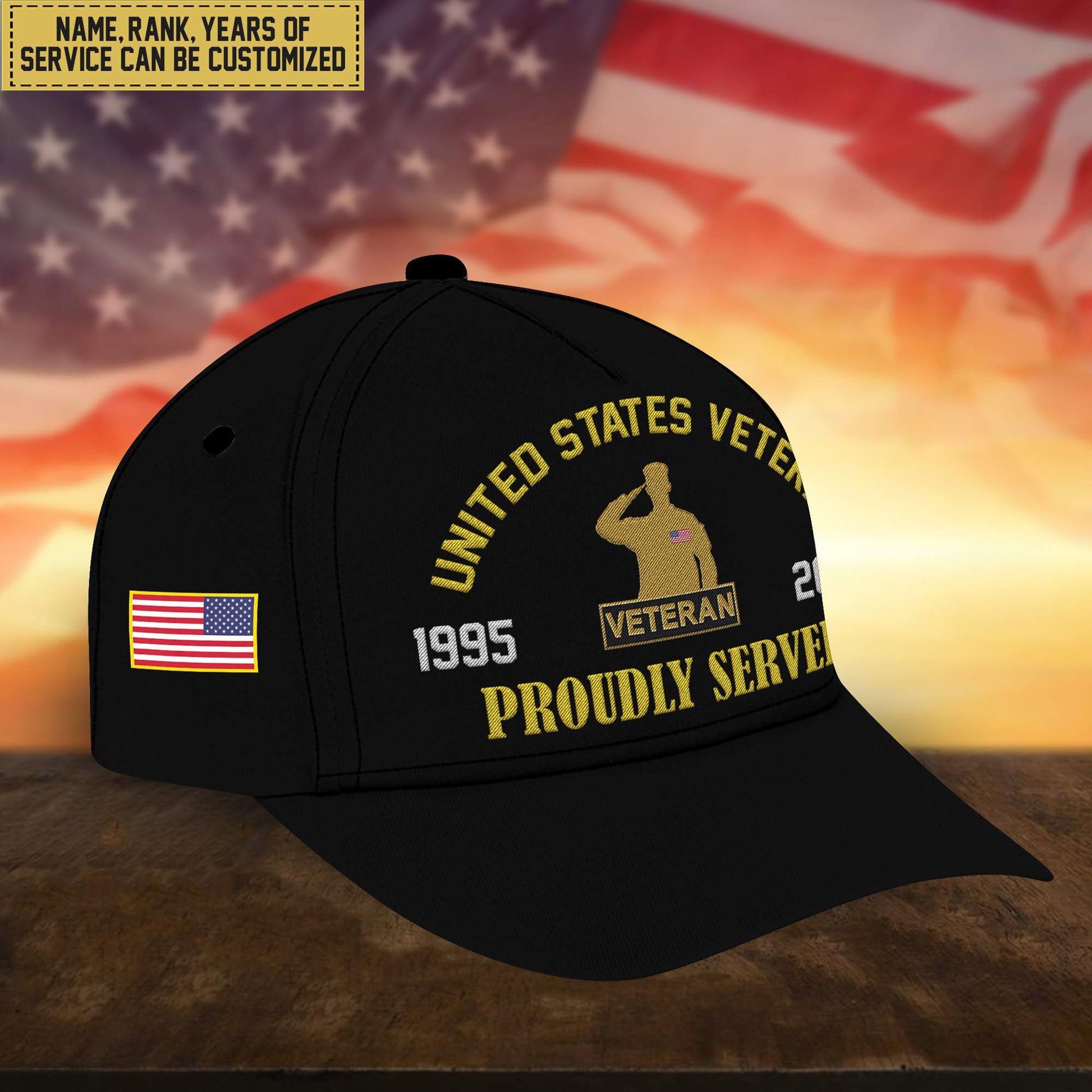 Premium Custom US Veteran Embroidered Cap, Hat for US Veteran, Gifts for Dad, for Husband VPVC300107