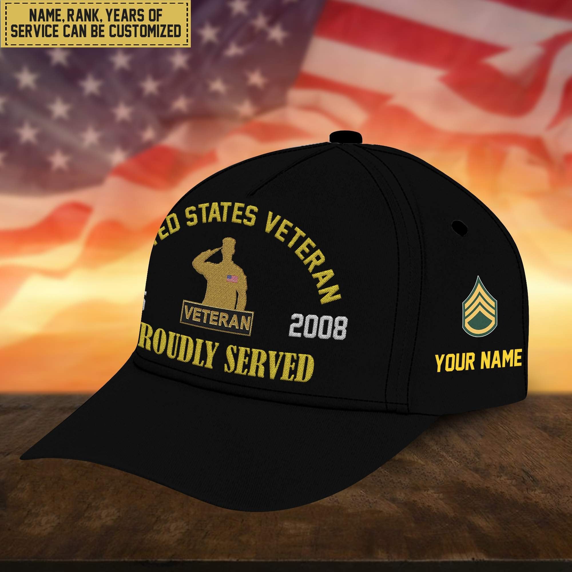 Premium Custom US Veteran Embroidered Cap, Hat for US Veteran, Gifts for Dad, for Husband VPVC300107