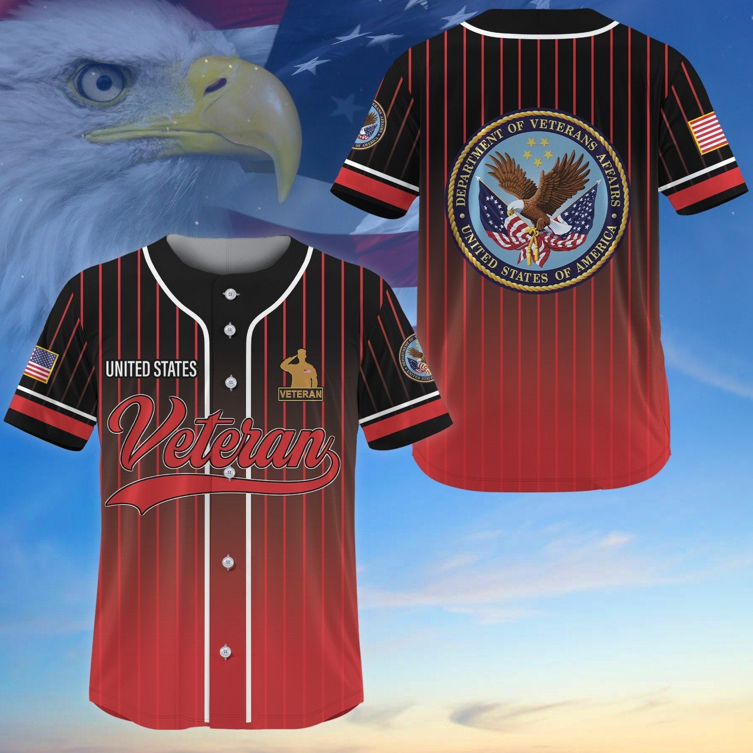 Premium US Veterans Baseball Jersey, Gifts for Army, Navy, Marine, Air Force, Coast Guard, Vietnam Veteran APVC240601