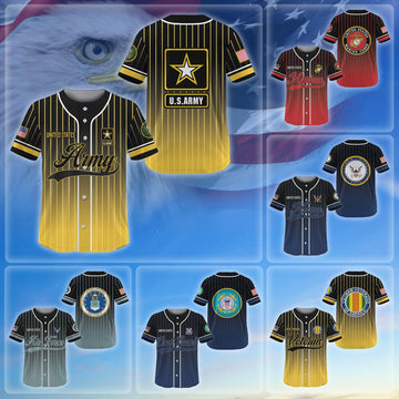 Premium US Veterans Baseball Jersey, Gifts for Army, Navy, Marine, Air Force, Coast Guard, Vietnam Veteran APVC240601