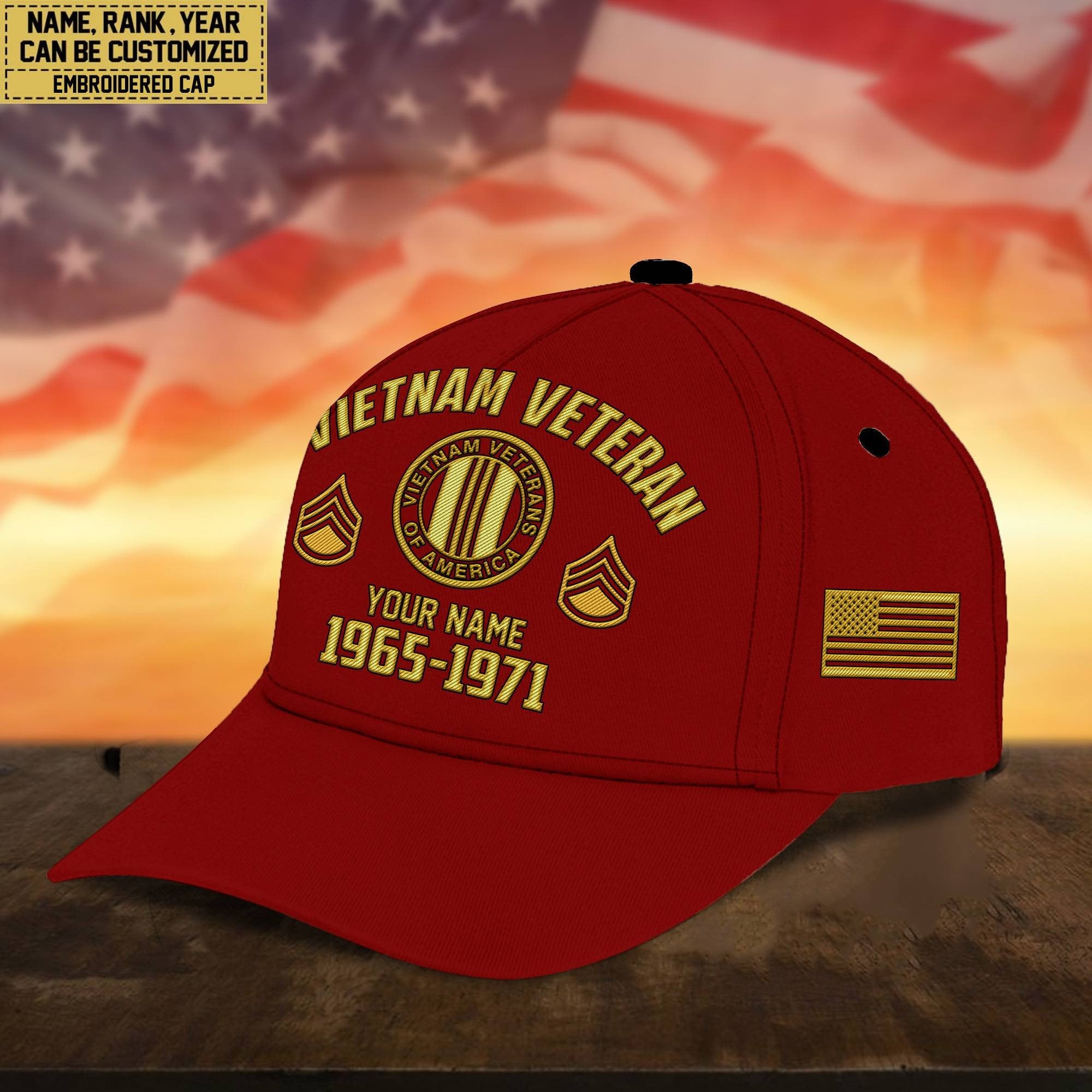 Custom Name, Rank, Vietnam Veteran Embroidered Cap, Hat for Coast Guard Veteran, Gifts for Father's Day, Veterans Day VPVC300306