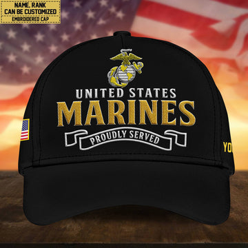 Premium Custom USMC Embroidered Cap, Hat for Marine Veteran, Gifts for Dad, for Husband VPVC300203