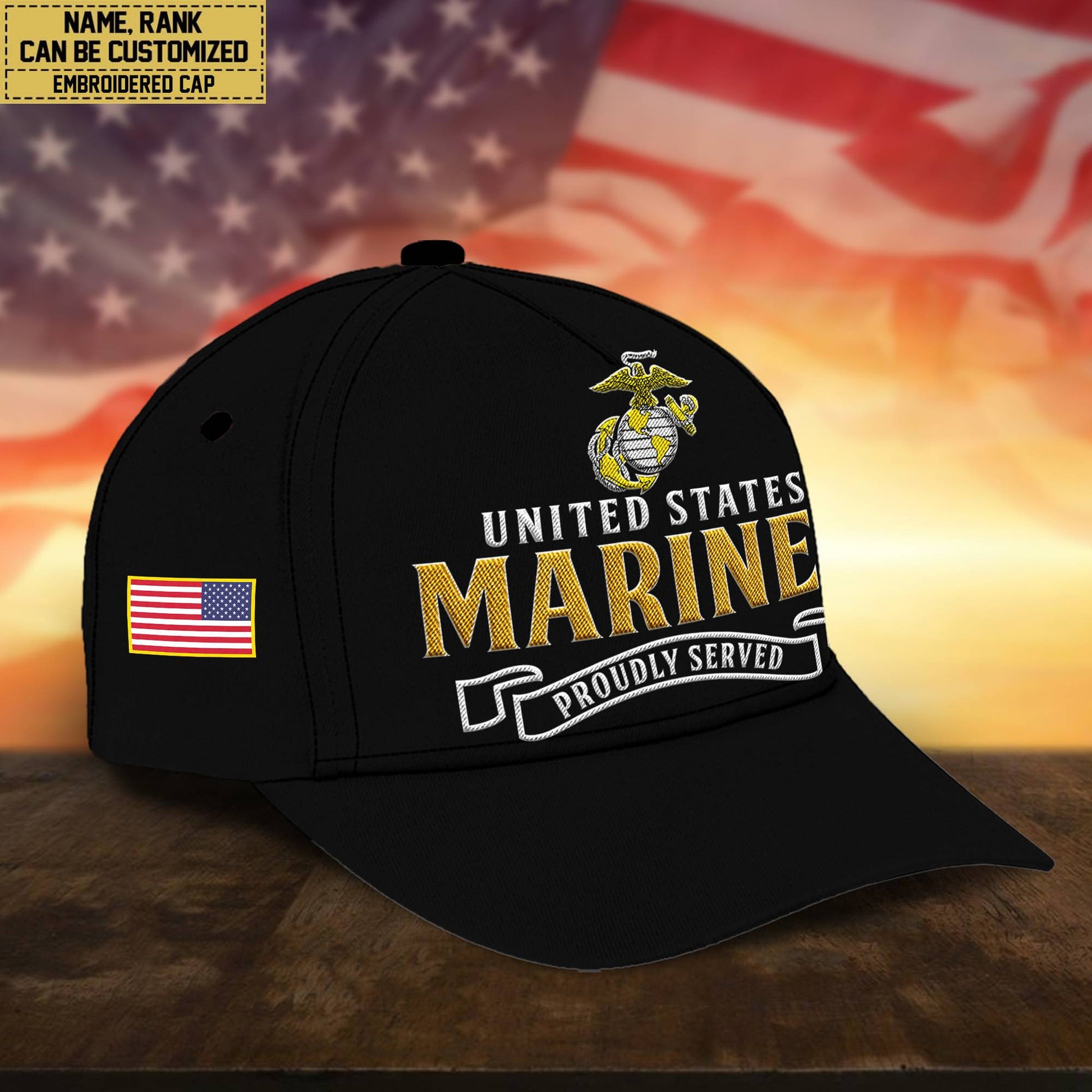 Premium Custom USMC Embroidered Cap, Hat for Marine Veteran, Gifts for Dad, for Husband VPVC300203