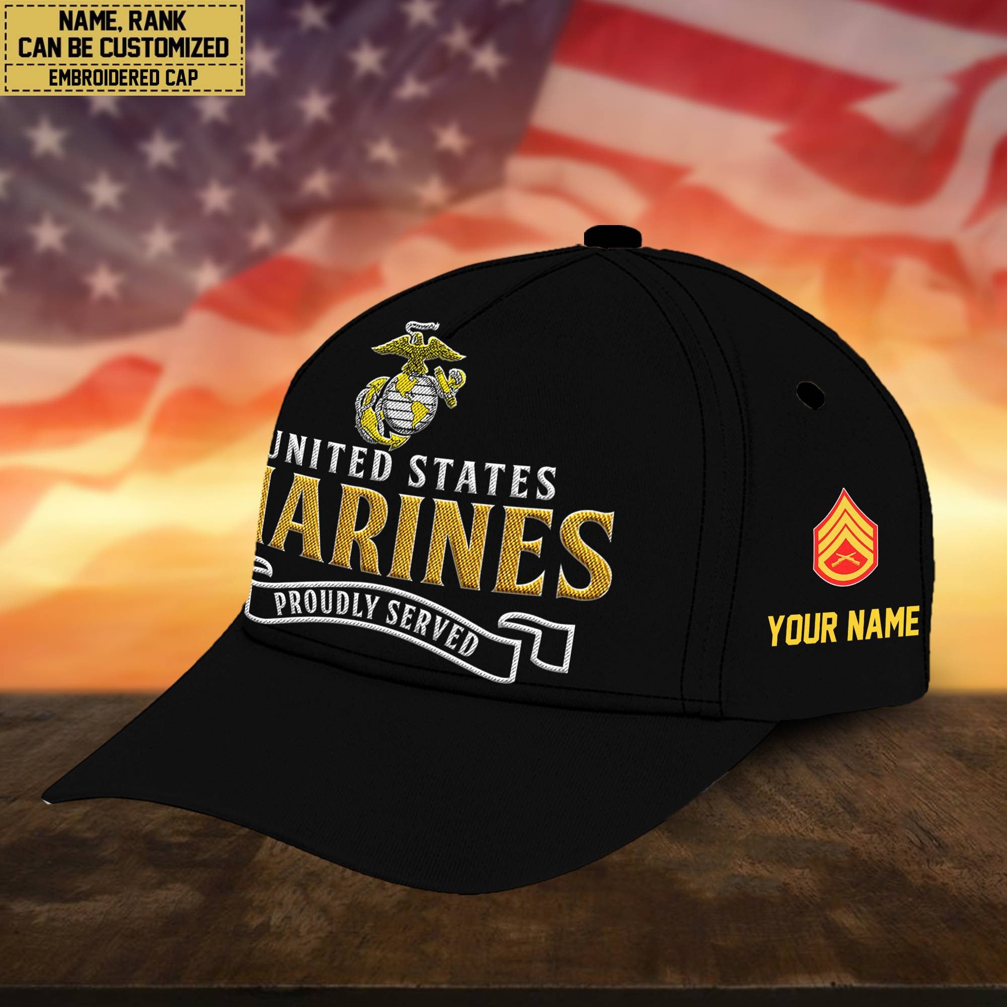 Premium Custom USMC Embroidered Cap, Hat for Marine Veteran, Gifts for Dad, for Husband VPVC300203