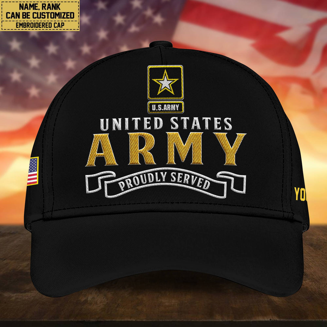Premium Custom US Army Embroidered Cap, Hat for Army Veteran, Gifts for Dad, for Husband VPVC300201
