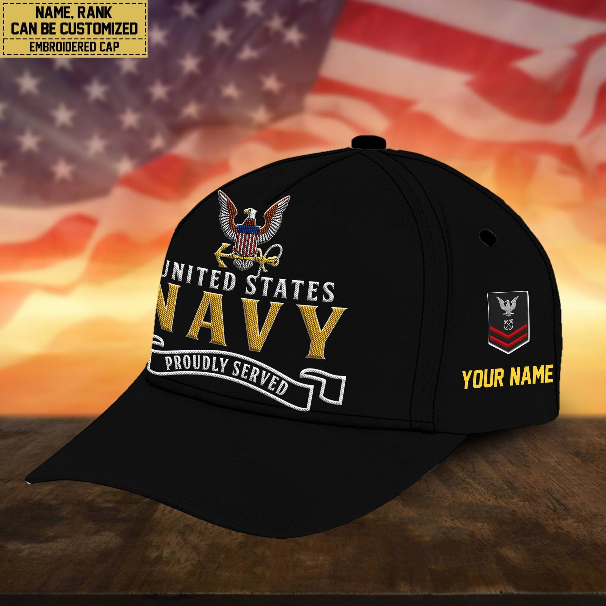 Premium Custom US Navy Embroidered Cap, Hat for Navy Veteran, Gifts for Dad, for Husband VPVC300202