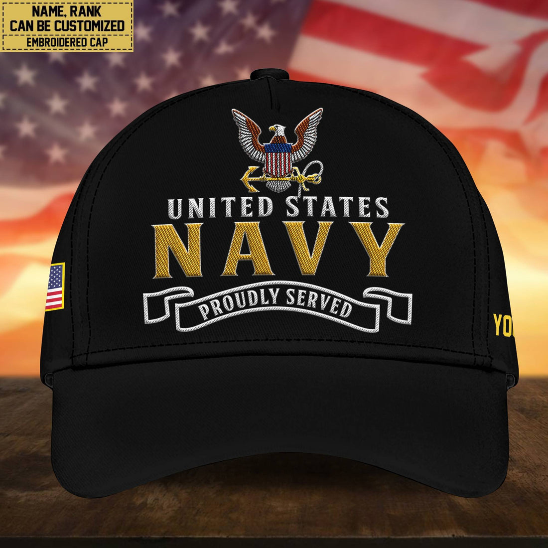 Premium Custom US Navy Embroidered Cap, Hat for Navy Veteran, Gifts for Dad, for Husband VPVC300202