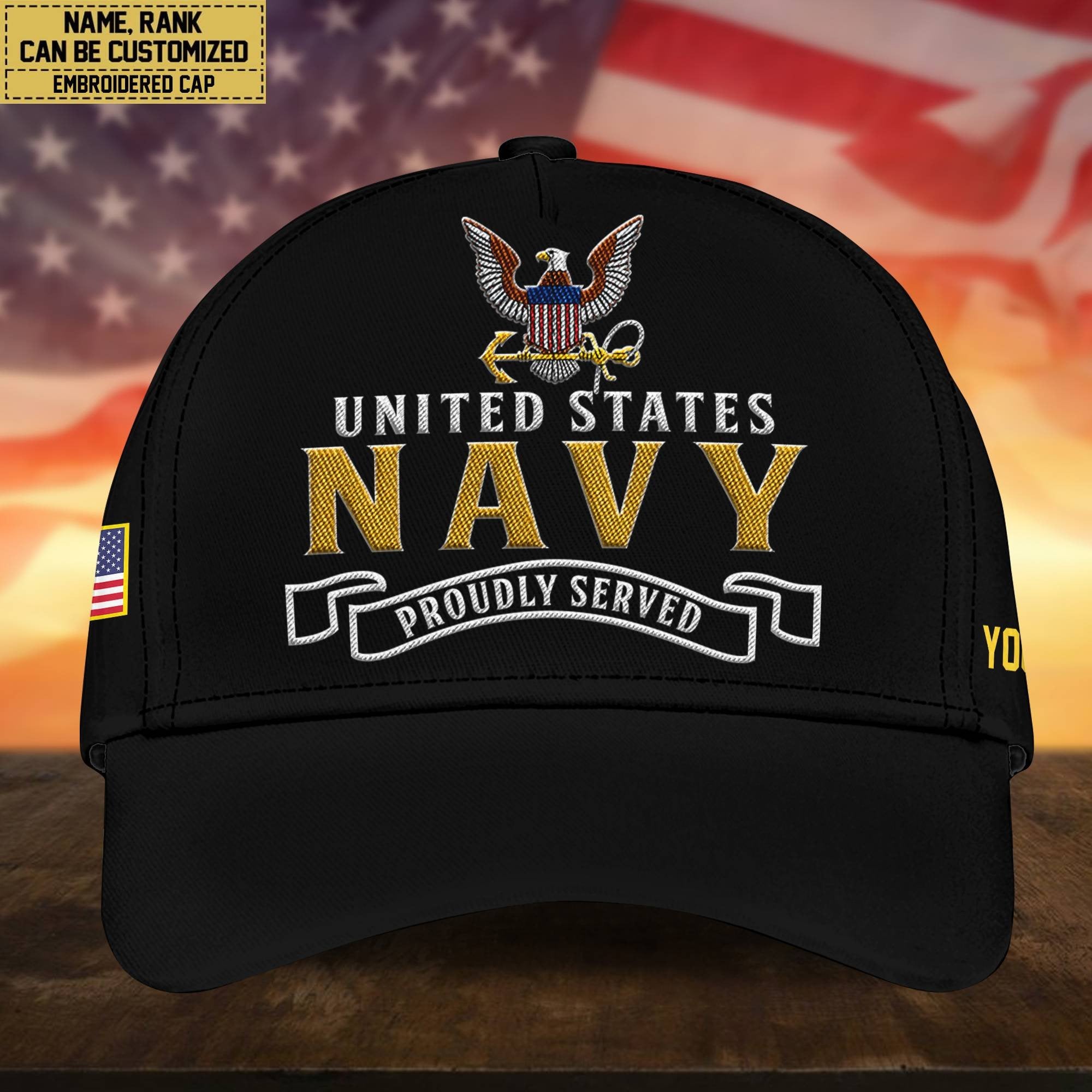 Premium Custom US Navy Embroidered Cap, Hat for Navy Veteran, Gifts for Dad, for Husband VPVC300202