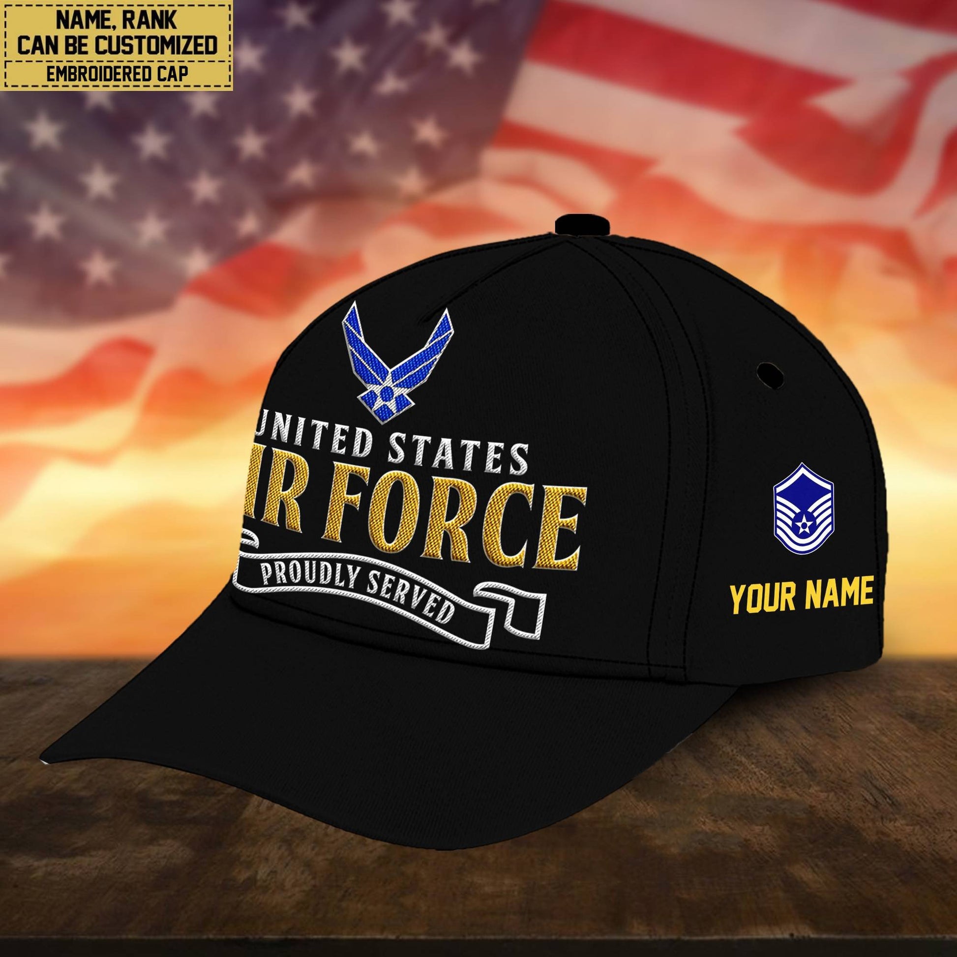 Premium Custom USAF Embroidered Cap, Hat for Air Force Veteran, Gifts for Dad, for Husband VPVC300204