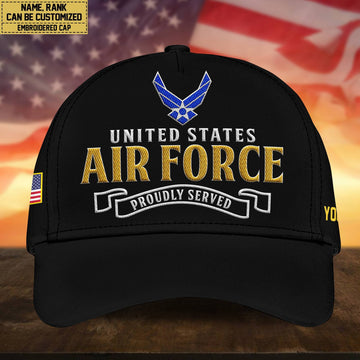 Premium Custom USAF Embroidered Cap, Hat for Air Force Veteran, Gifts for Dad, for Husband VPVC300204