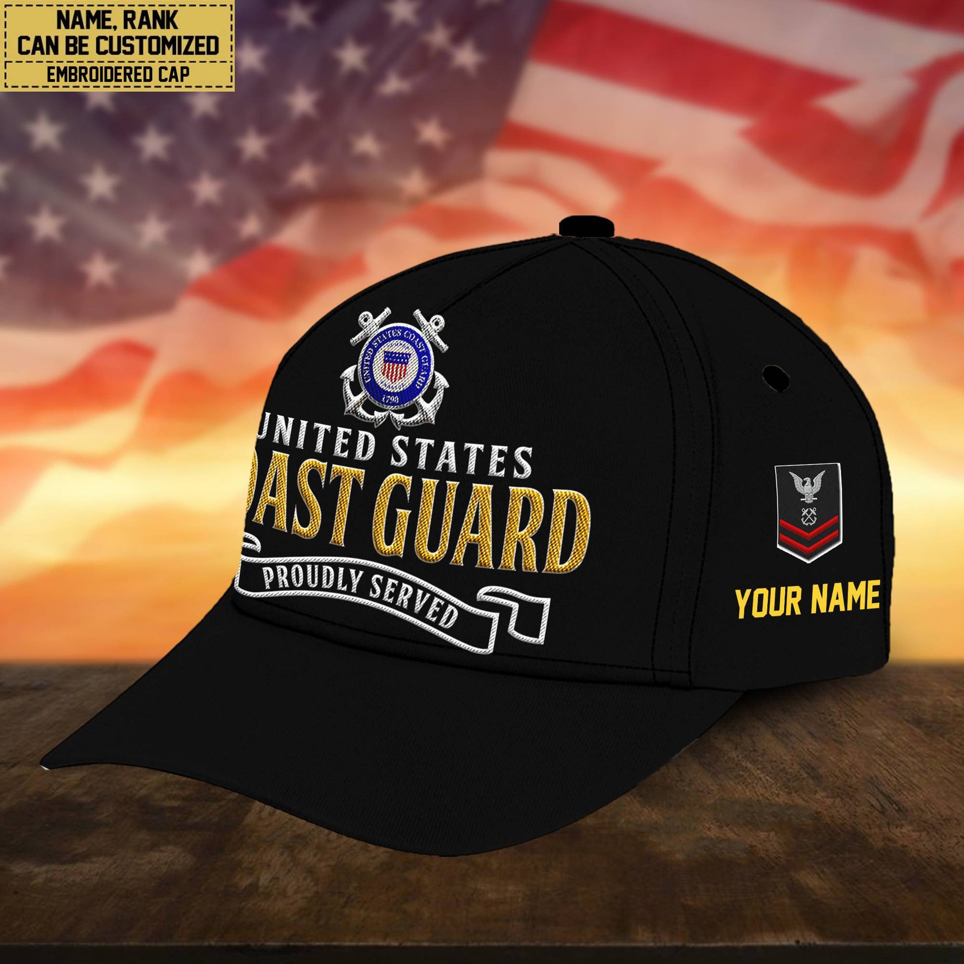 Premium Custom USCG Embroidered Cap, Hat for Coast Guard Veteran, Gifts for Dad, for Husband VPVC300205
