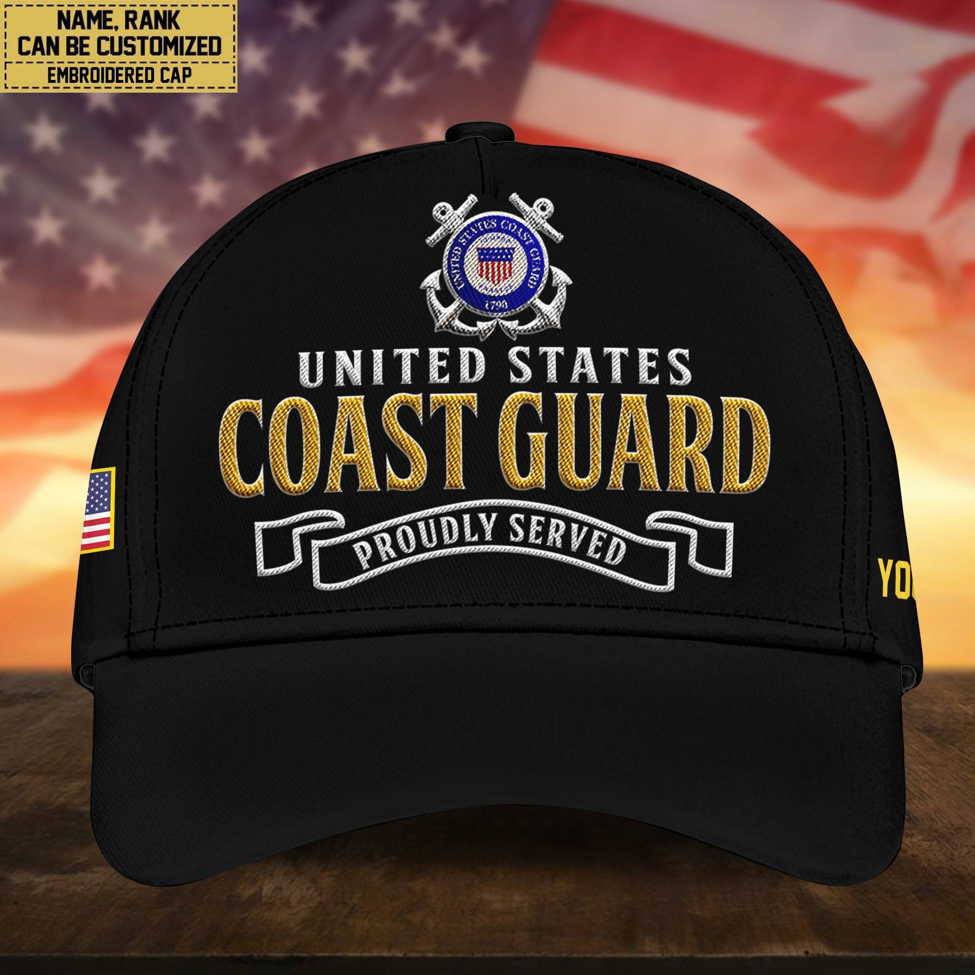 Premium Custom USCG Embroidered Cap, Hat for Coast Guard Veteran, Gifts for Dad, for Husband VPVC300205