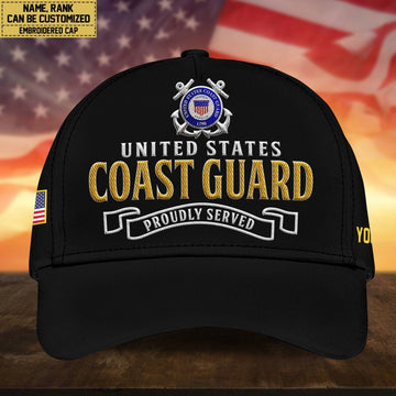 Premium Custom USCG Embroidered Cap, Hat for Coast Guard Veteran, Gifts for Dad, for Husband VPVC300205