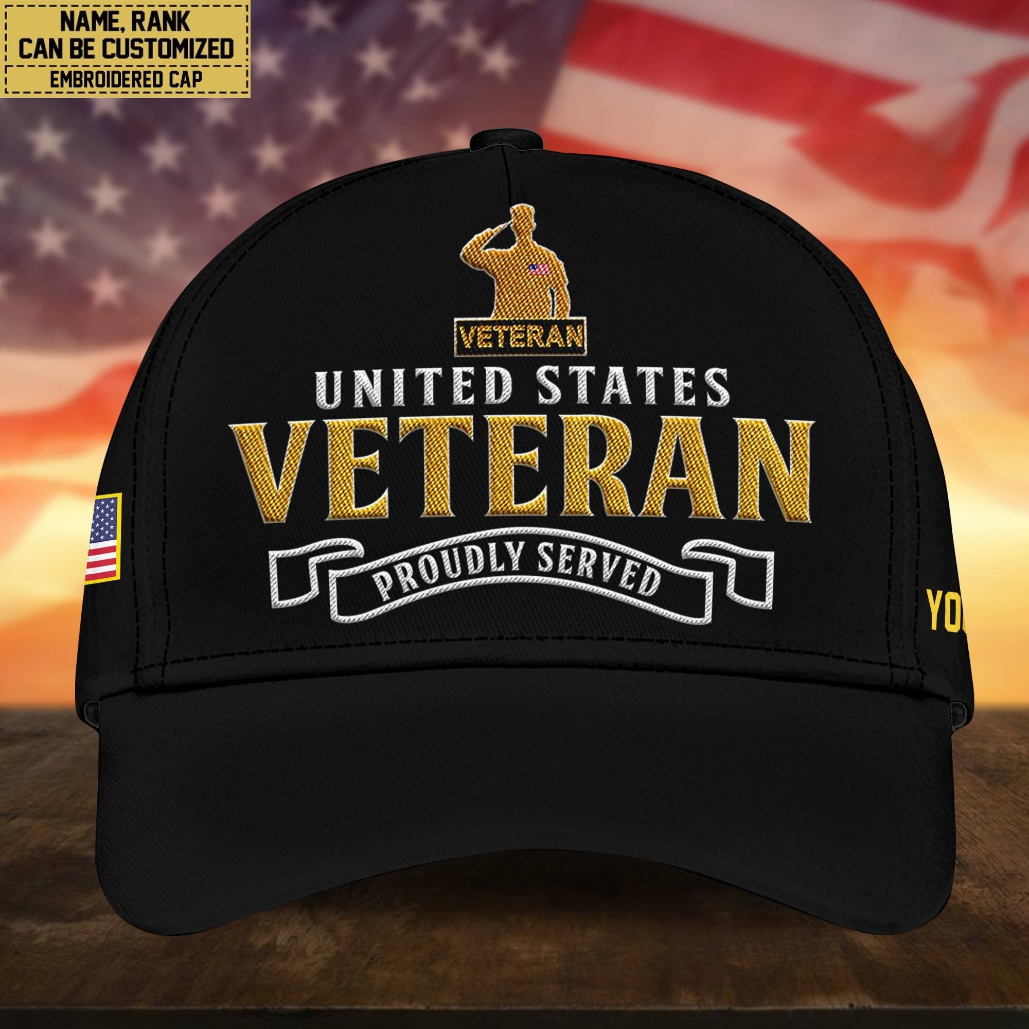 Premium Custom US Veteran Embroidered Cap, Hat for US Veteran, Gifts for Dad, for Husband VPVC300207