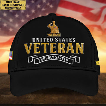 Premium Custom US Veteran Embroidered Cap, Hat for US Veteran, Gifts for Dad, for Husband VPVC300207