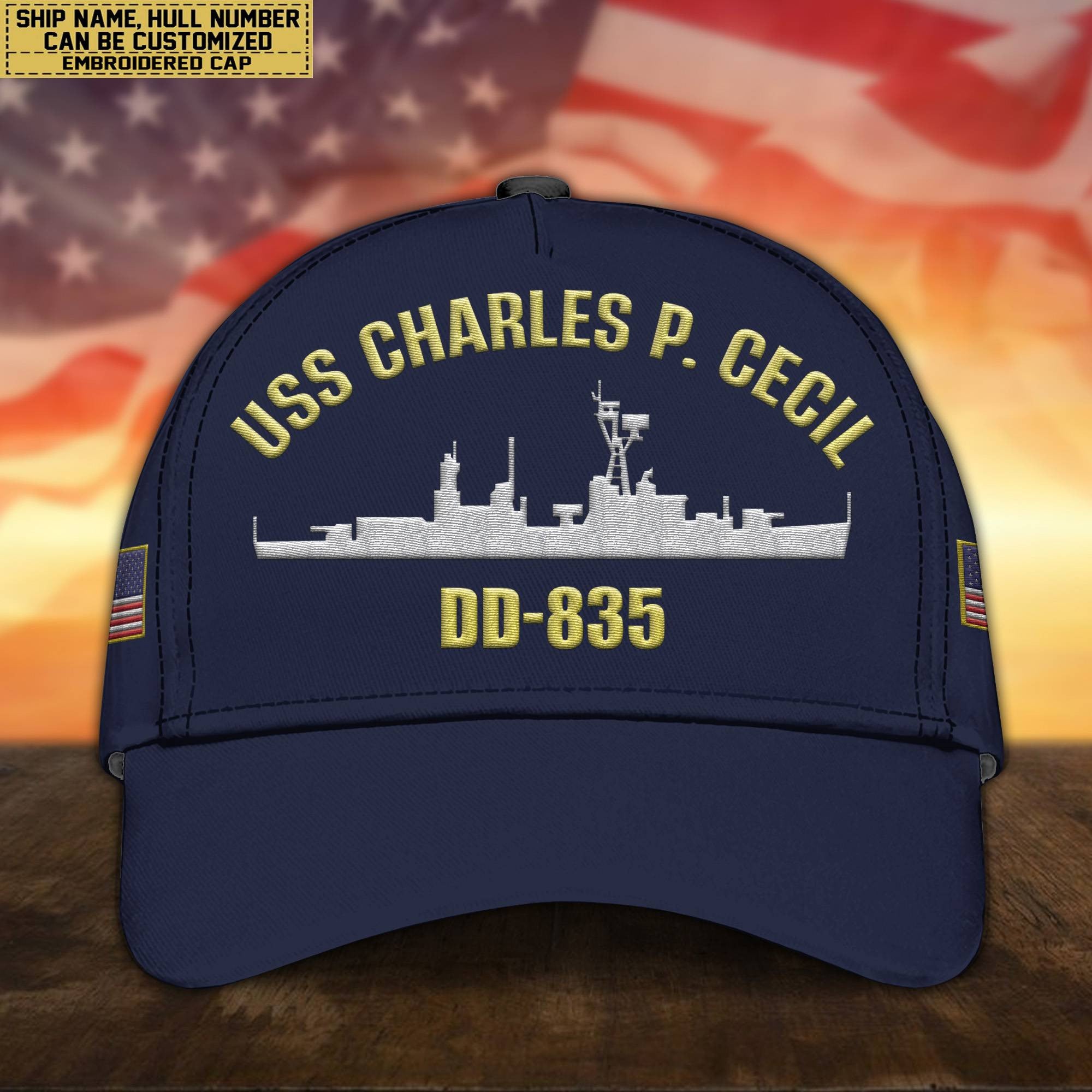 Custom US Navy Ships Embroidered Cap, Hat for US Veteran, Gifts for Father's Day, Veterans Day VPVC300701