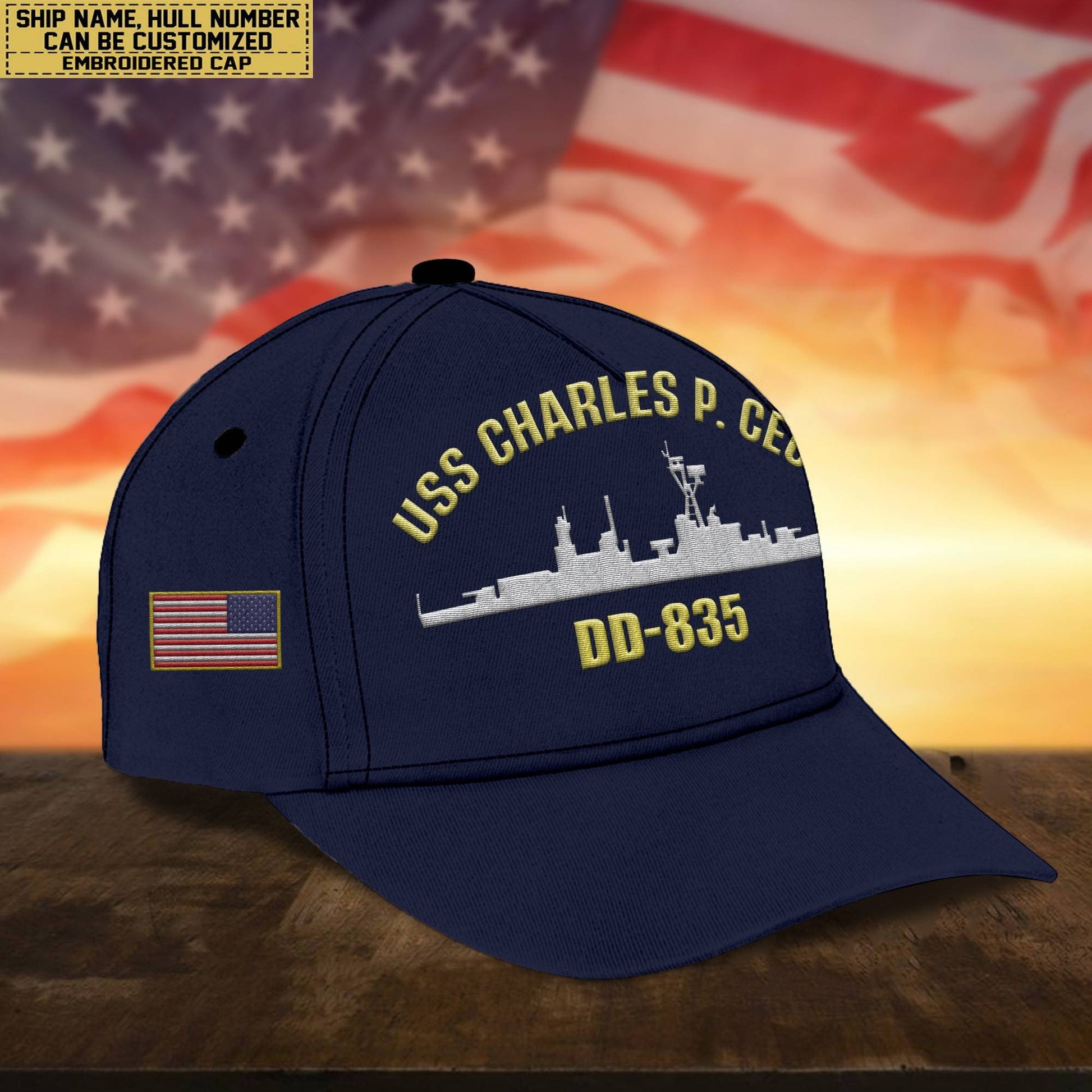 Custom US Navy Ships Embroidered Cap, Hat for US Veteran, Gifts for Father's Day, Veterans Day VPVC300701