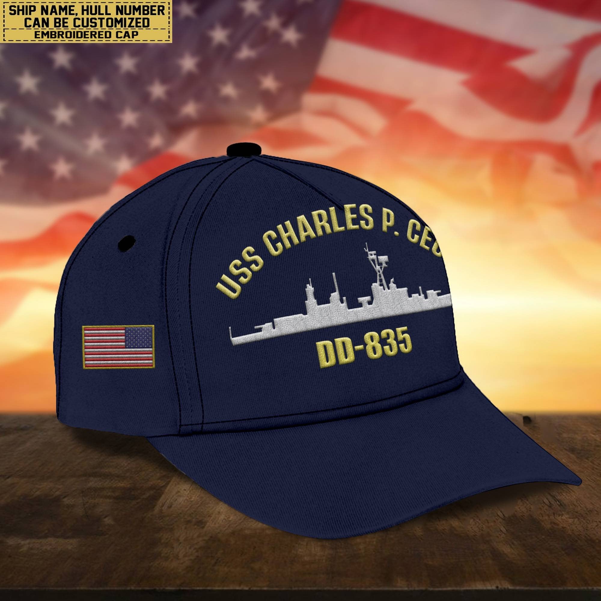 Custom US Navy Ships Embroidered Cap, Hat for US Veteran, Gifts for Father's Day, Veterans Day VPVC300701