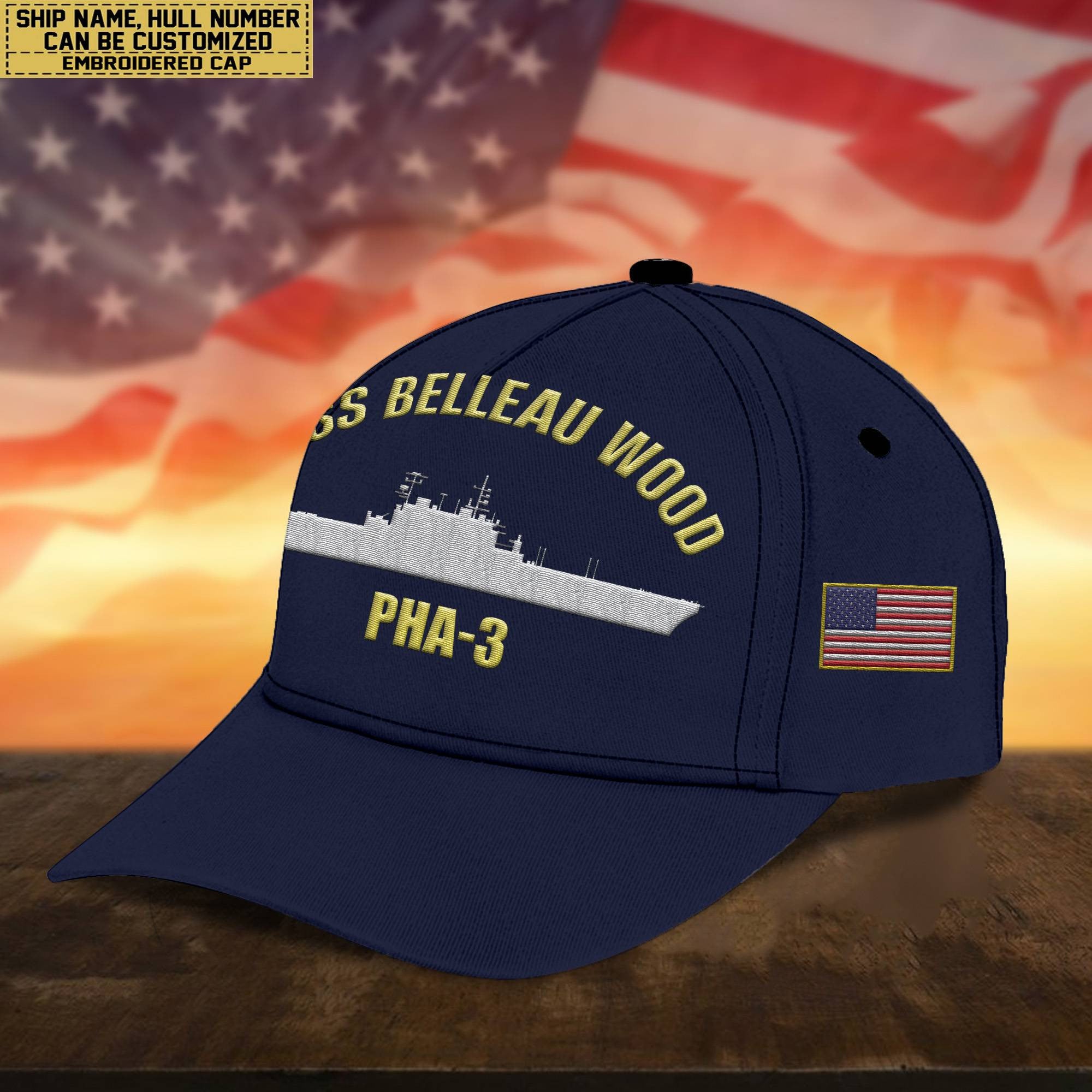 Custom US Navy Ships Embroidered Cap, Hat for US Veteran, Gifts for Father's Day, Veterans Day VPVC300701